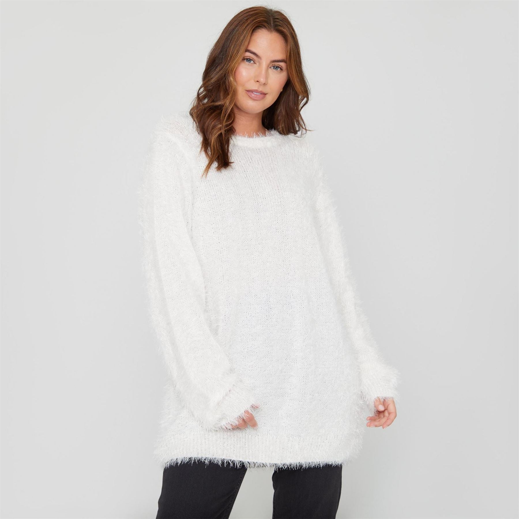 Be You Fluffy Relaxed Fit Crew Neck Sweater
