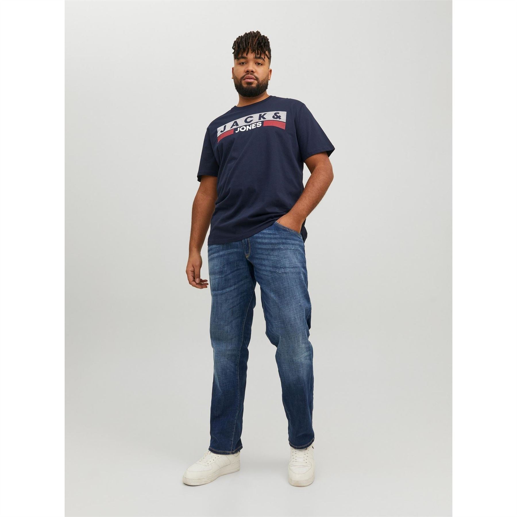 Jack and Jones Mens Short Sleeve Logo T-Shirt Plus Size