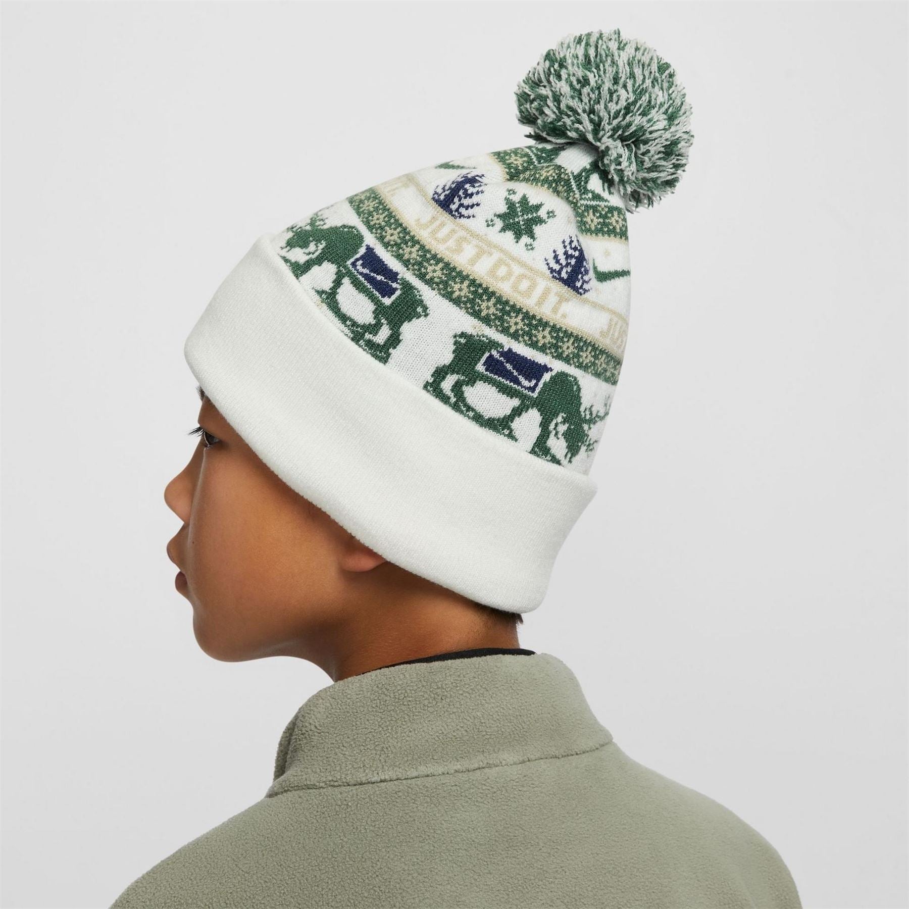 Nike Peak Reindeer Turn Up Brim Pom Pom Bobble Hat