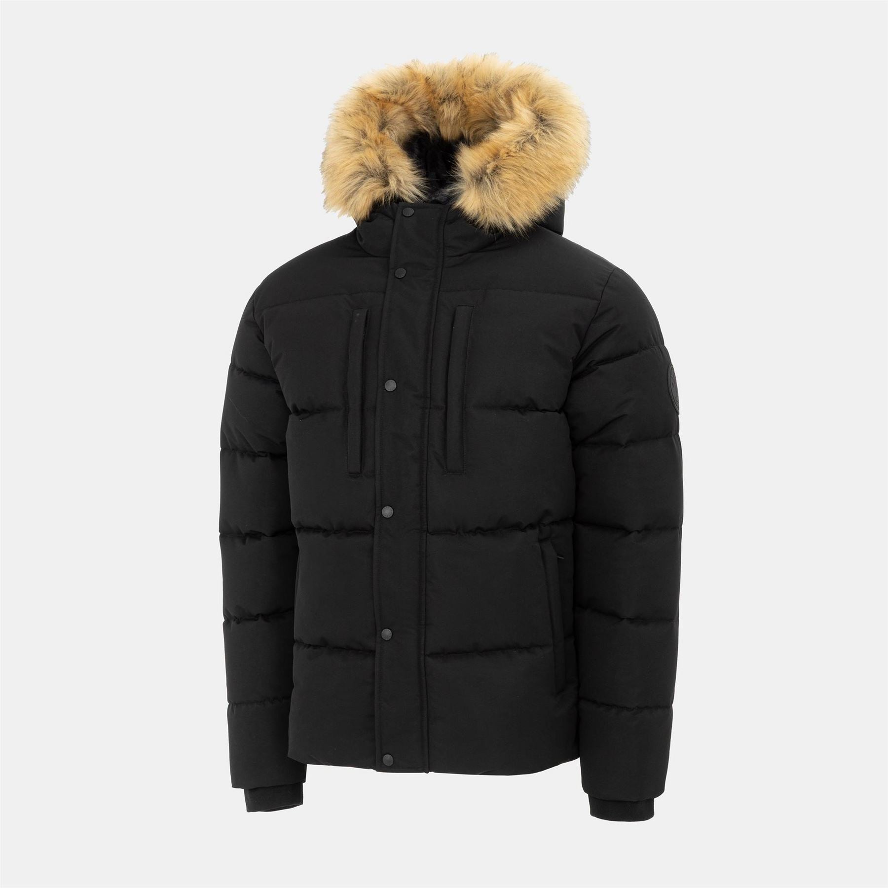 Pretty Green Prettys Hooded Long Sleeve Short Puffer Jacket