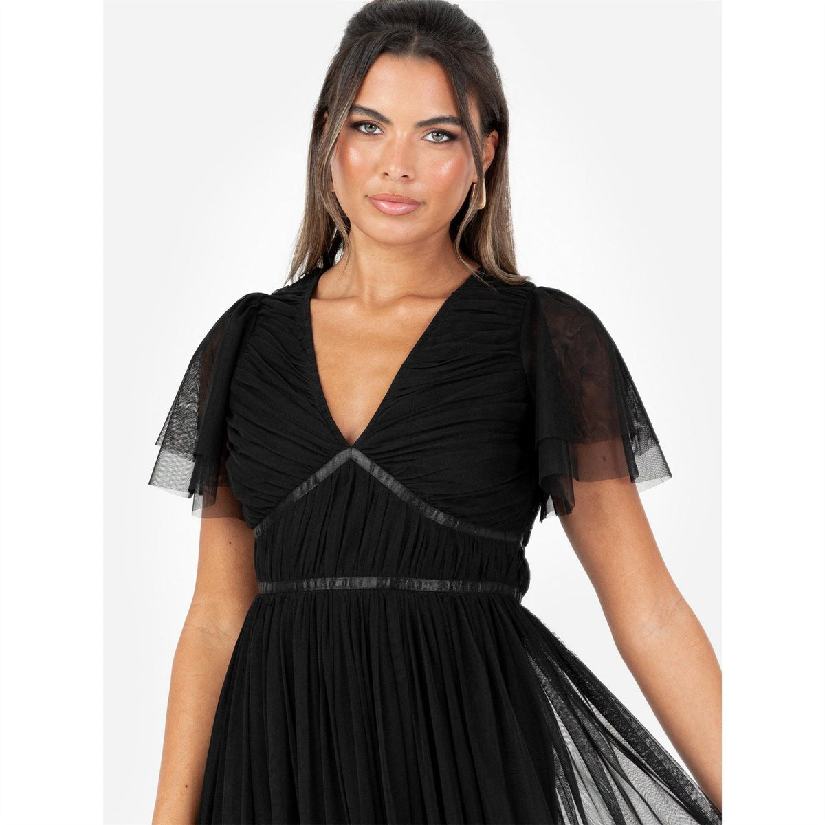 Anaya With Love With Love Recycled Black Ribbon Detail Midi Dress