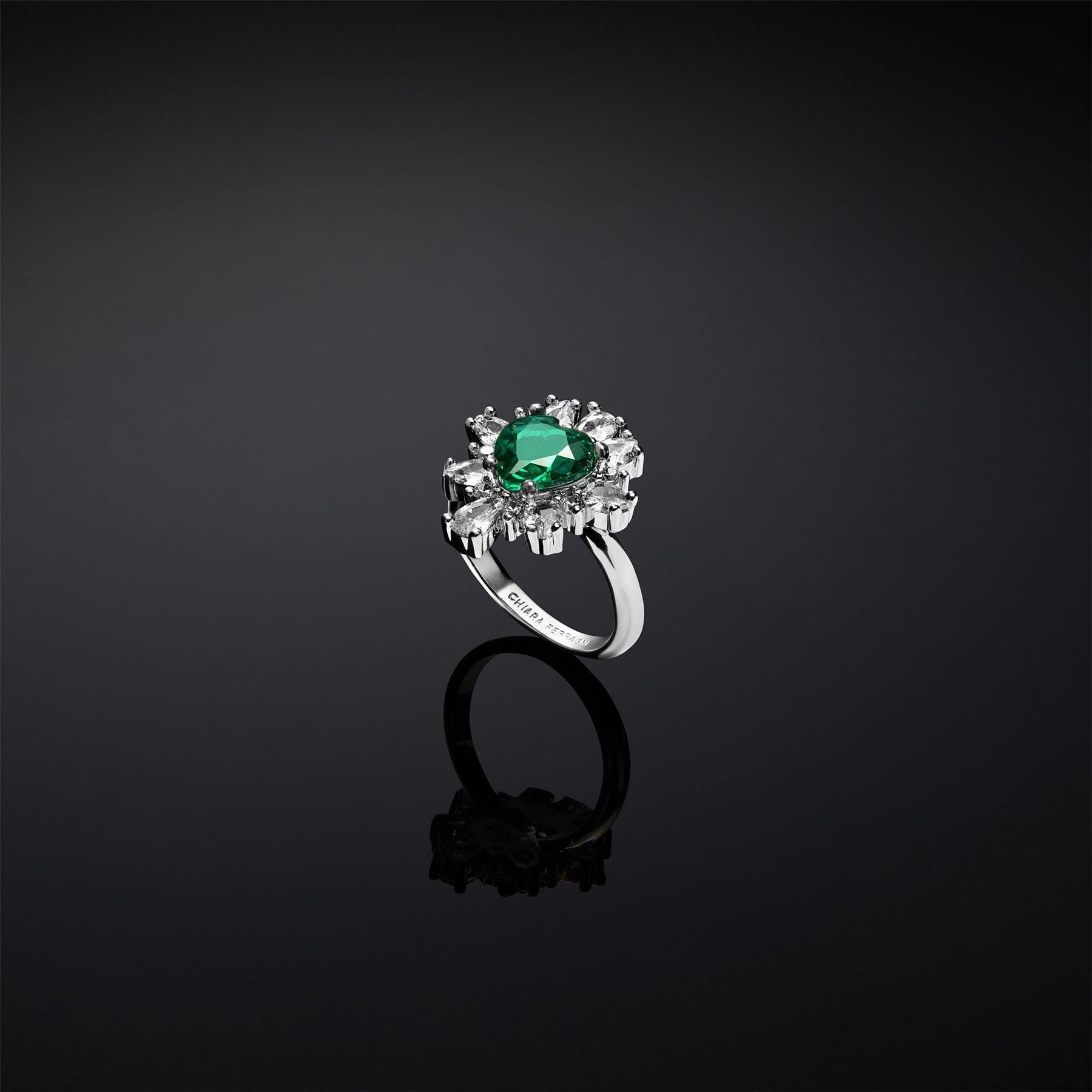 Chiara Ferragni Emerald Band Ring with Crystal