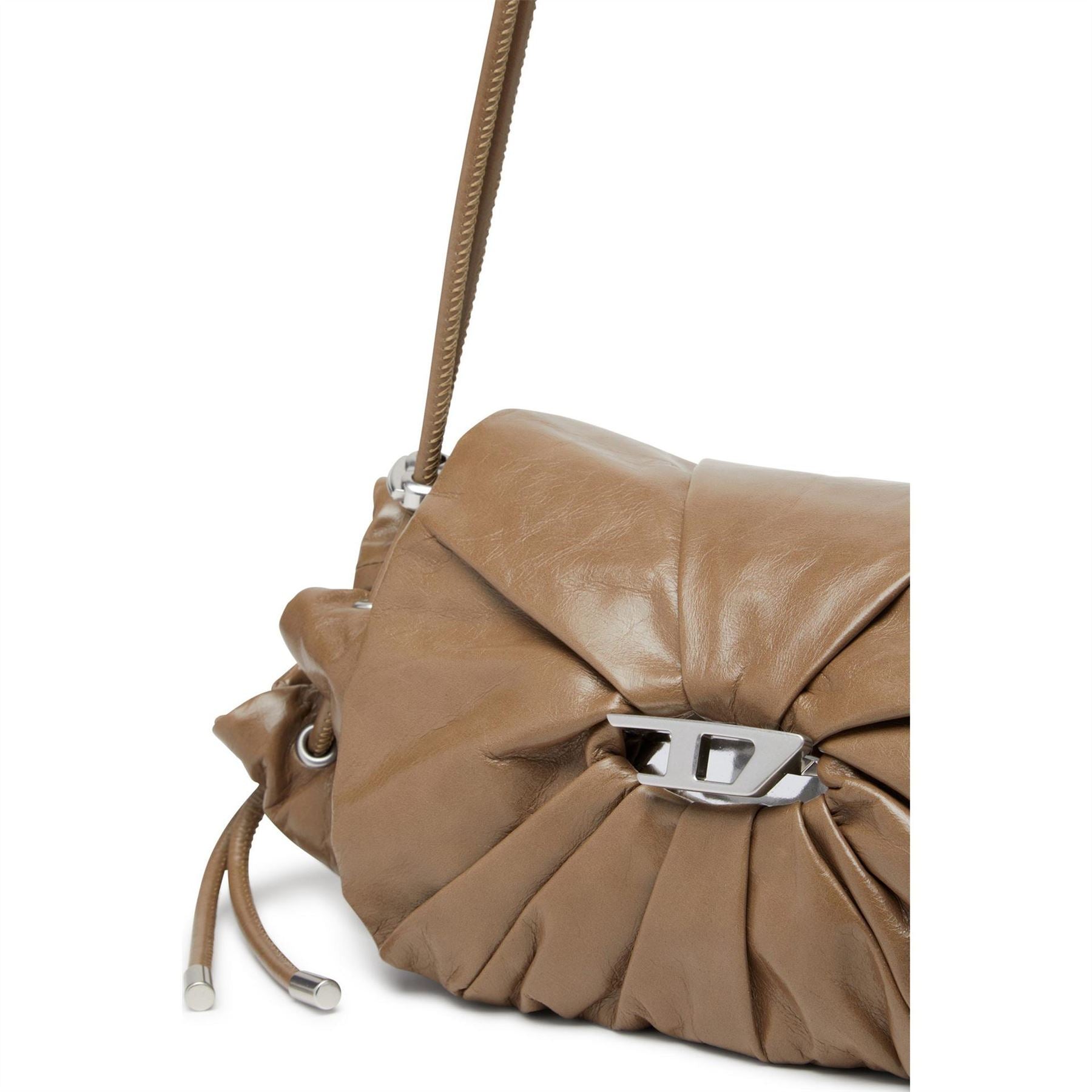 Diesel Crescent Shape Scrunch Hobo Bag with Silver Hardware