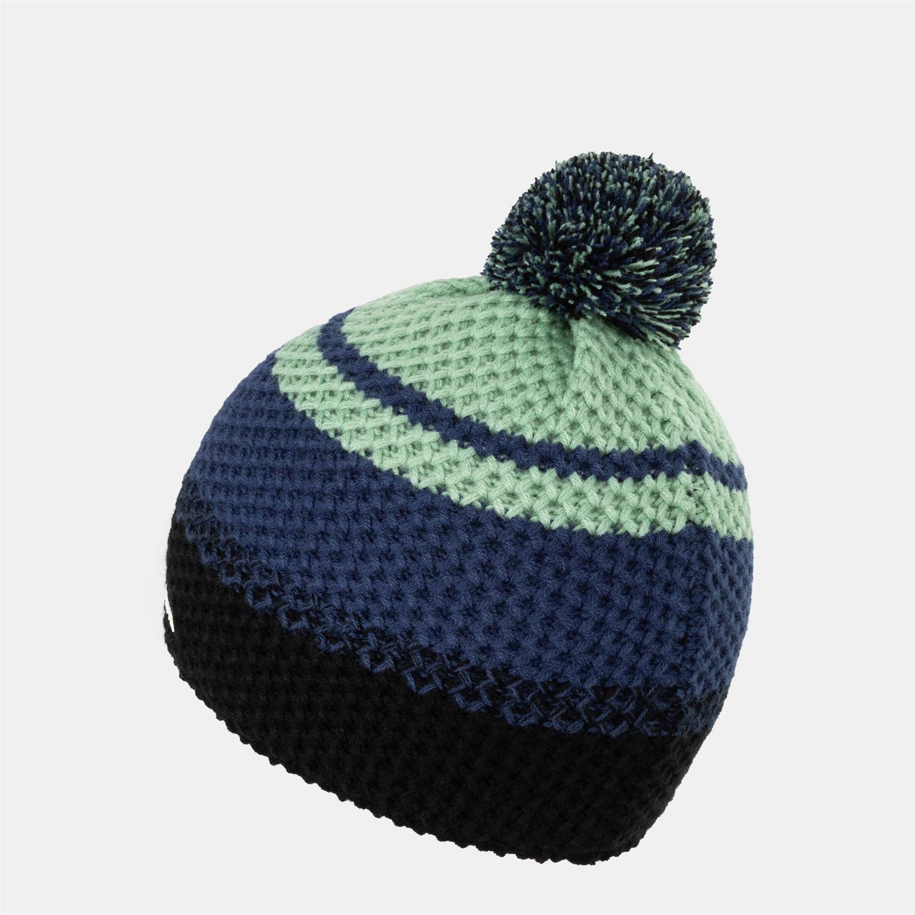 Campri Striped Pom Pom Acrylic Beanie