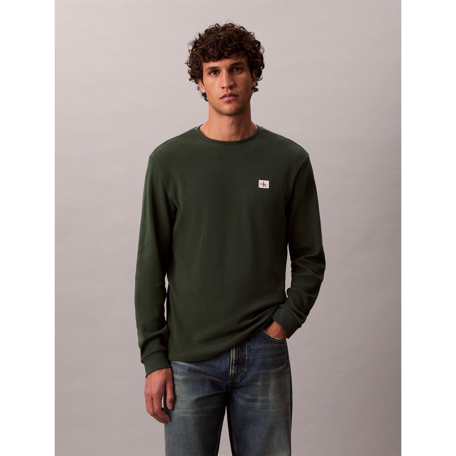 Calvin Klein Jeans Waffle Long Sleeve Crew Neck T-Shirt