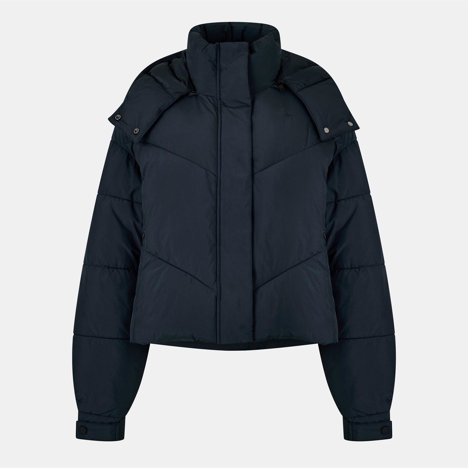 Jack Wills Ritcher Padded Waterproof Hooded Cropped Long Sleeve Short Puffer Jacket