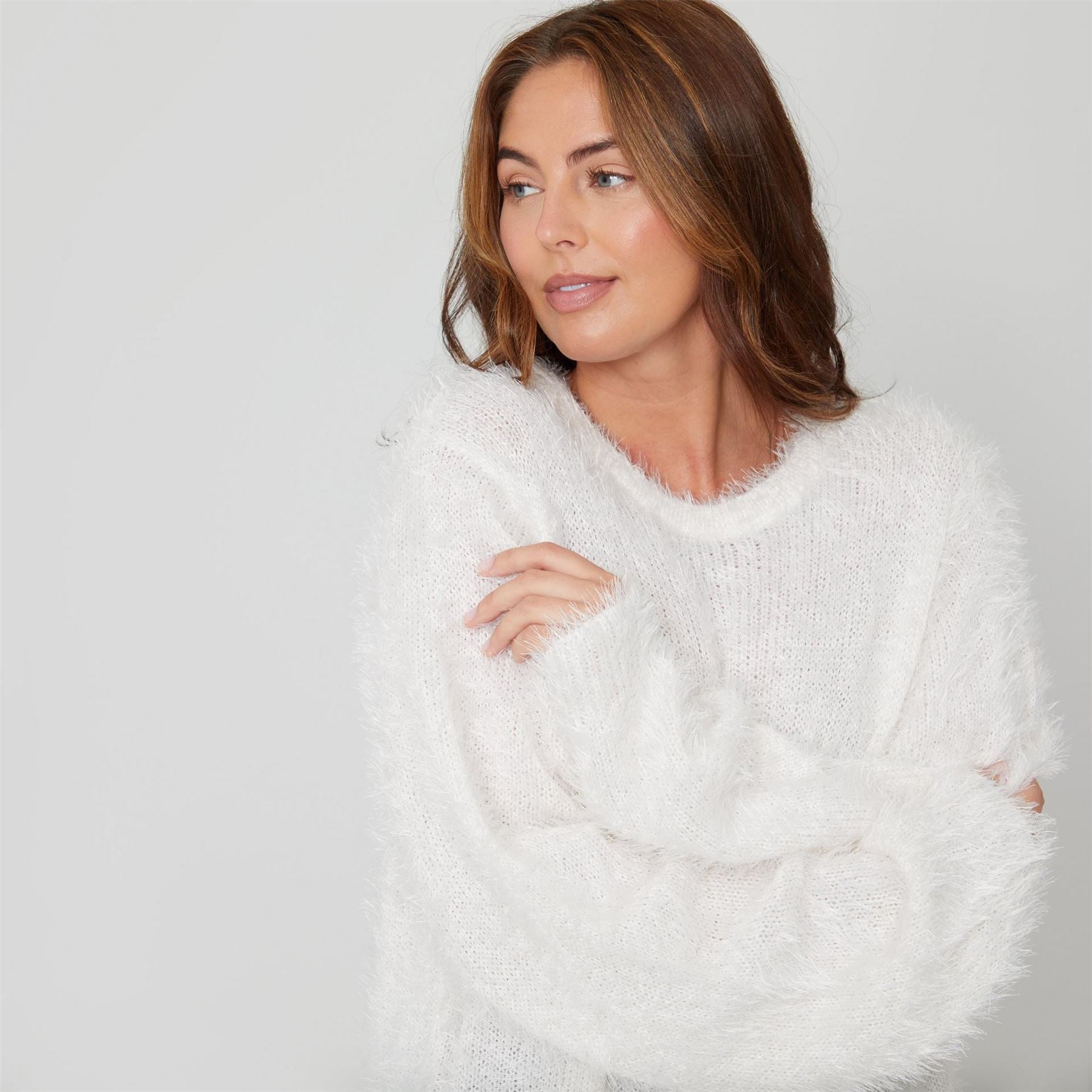Be You Fluffy Relaxed Fit Crew Neck Sweater