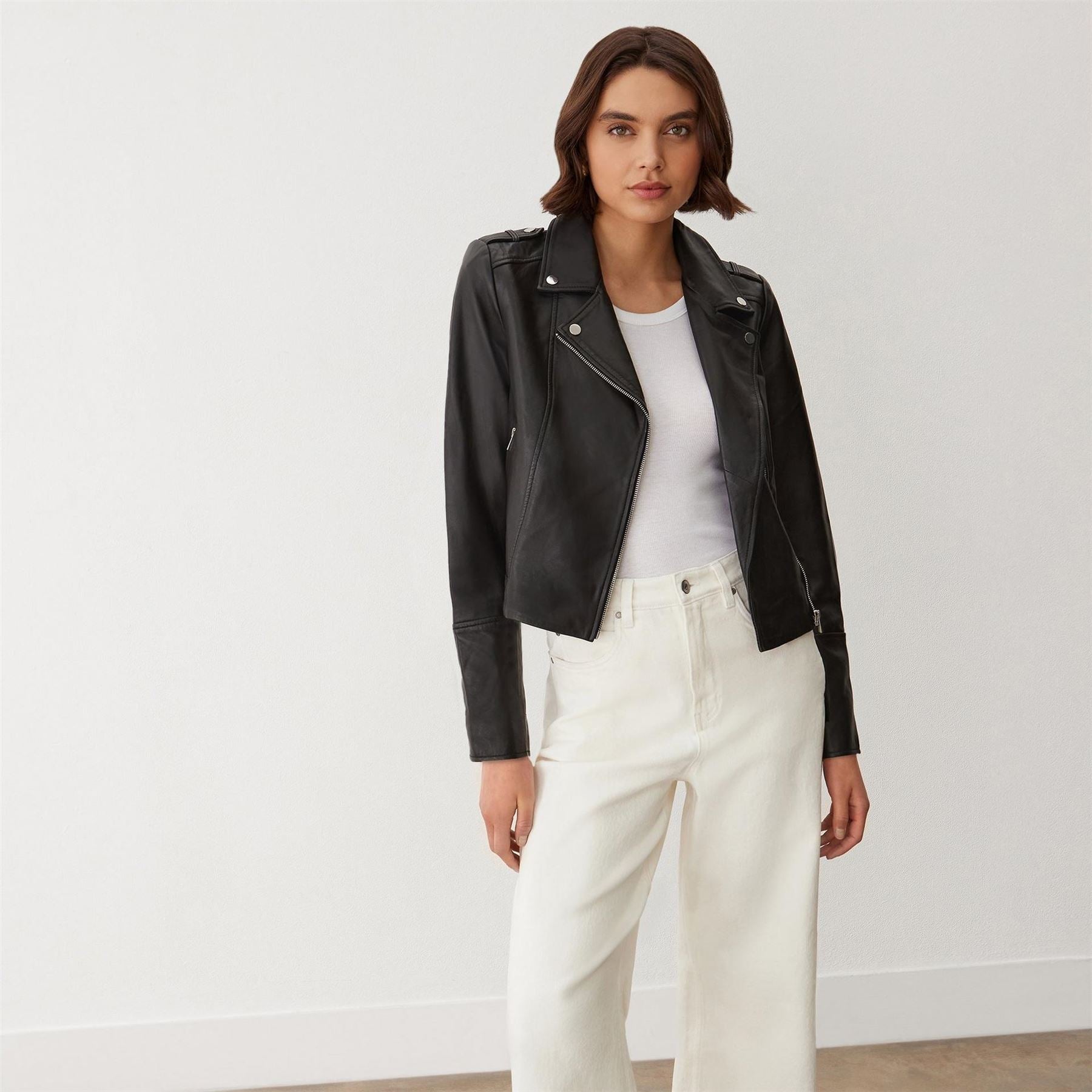 Finery Faith Leather Long Sleeve Biker Jacket
