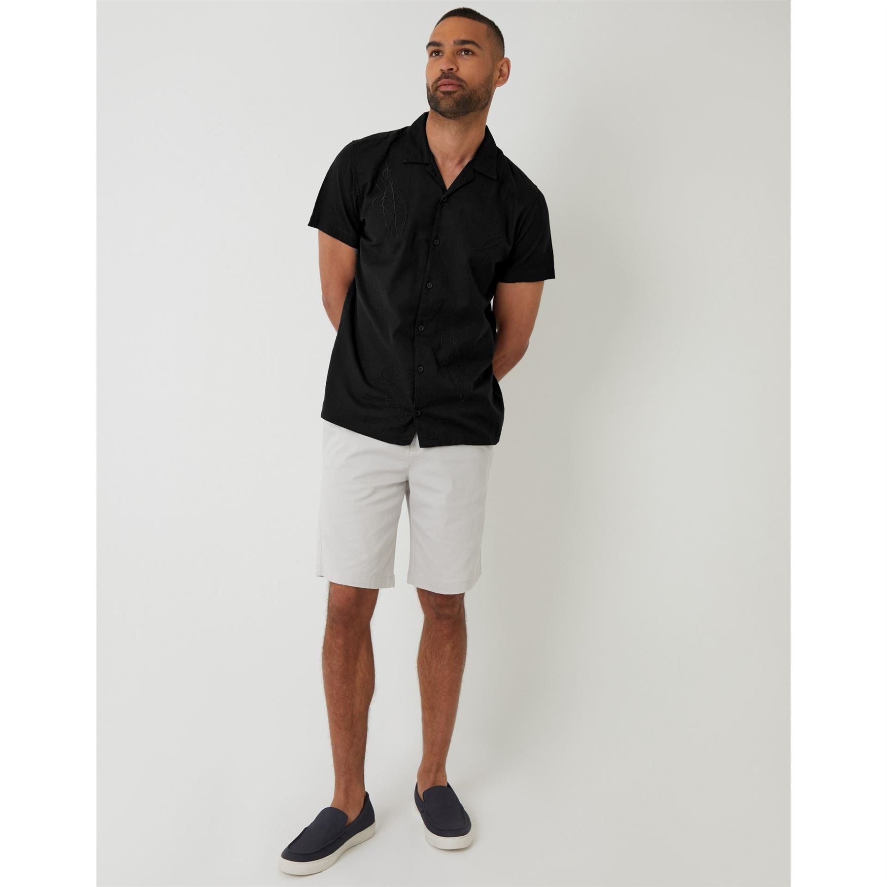 Threadbare Maples Embroidered Regular Fit Short Sleeve Shirt