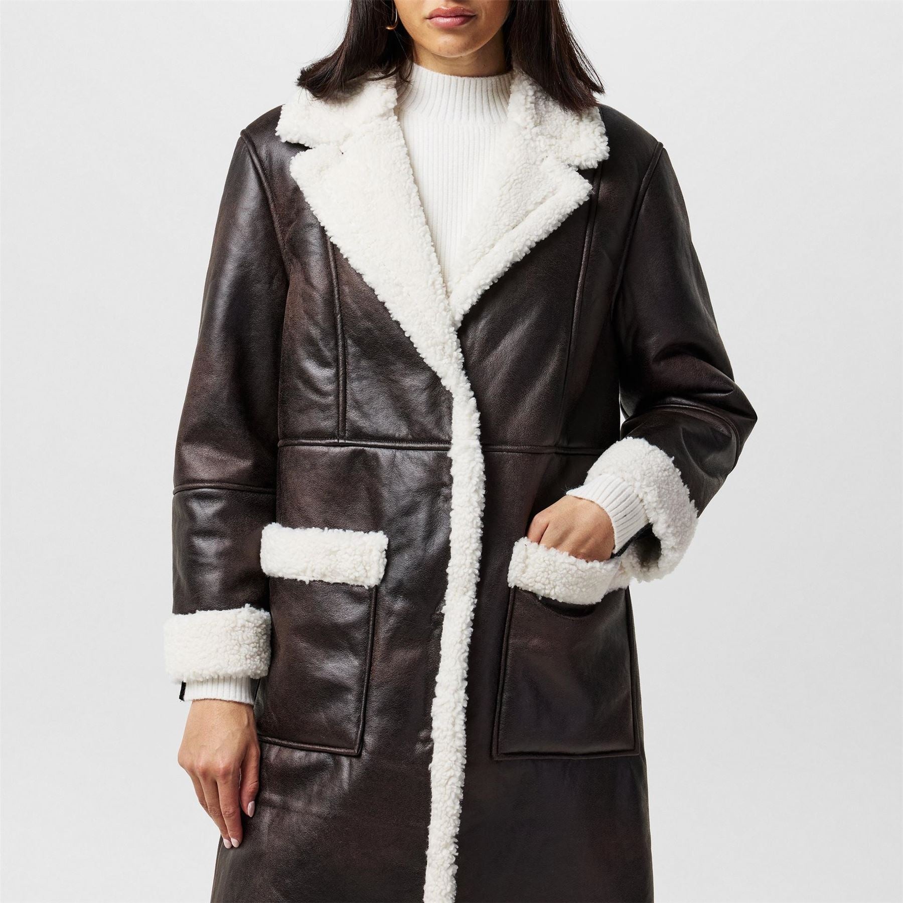 French Connection Arizona Aviator Shawl Neck Coat