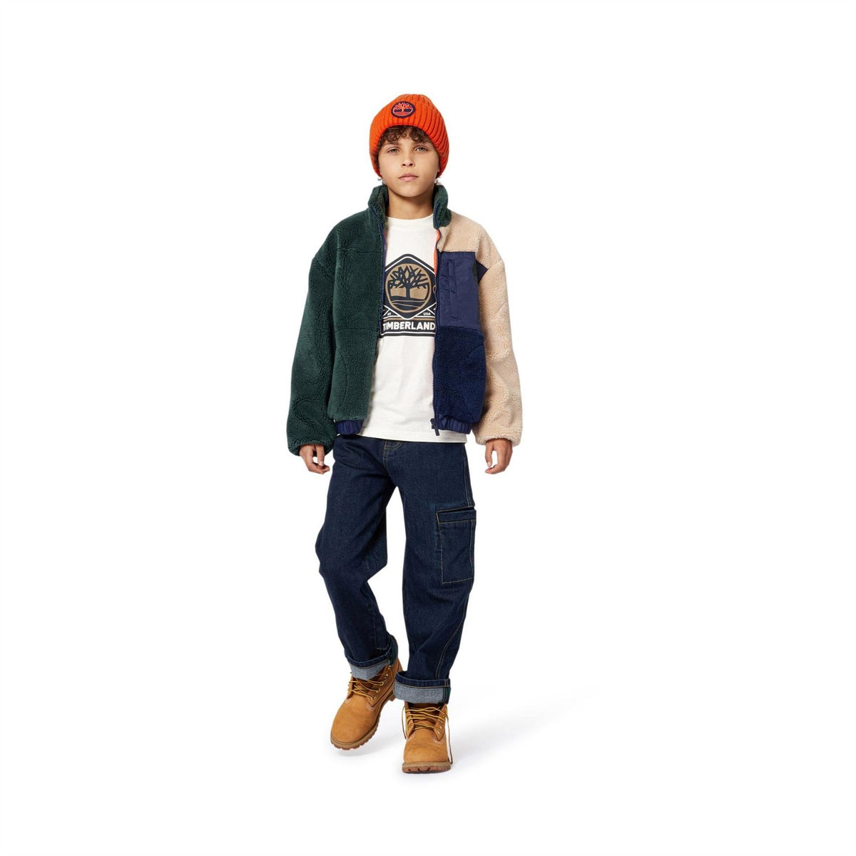 Timberland Fuzz Quarterzip Kids Fleece Jacket in Colour Block