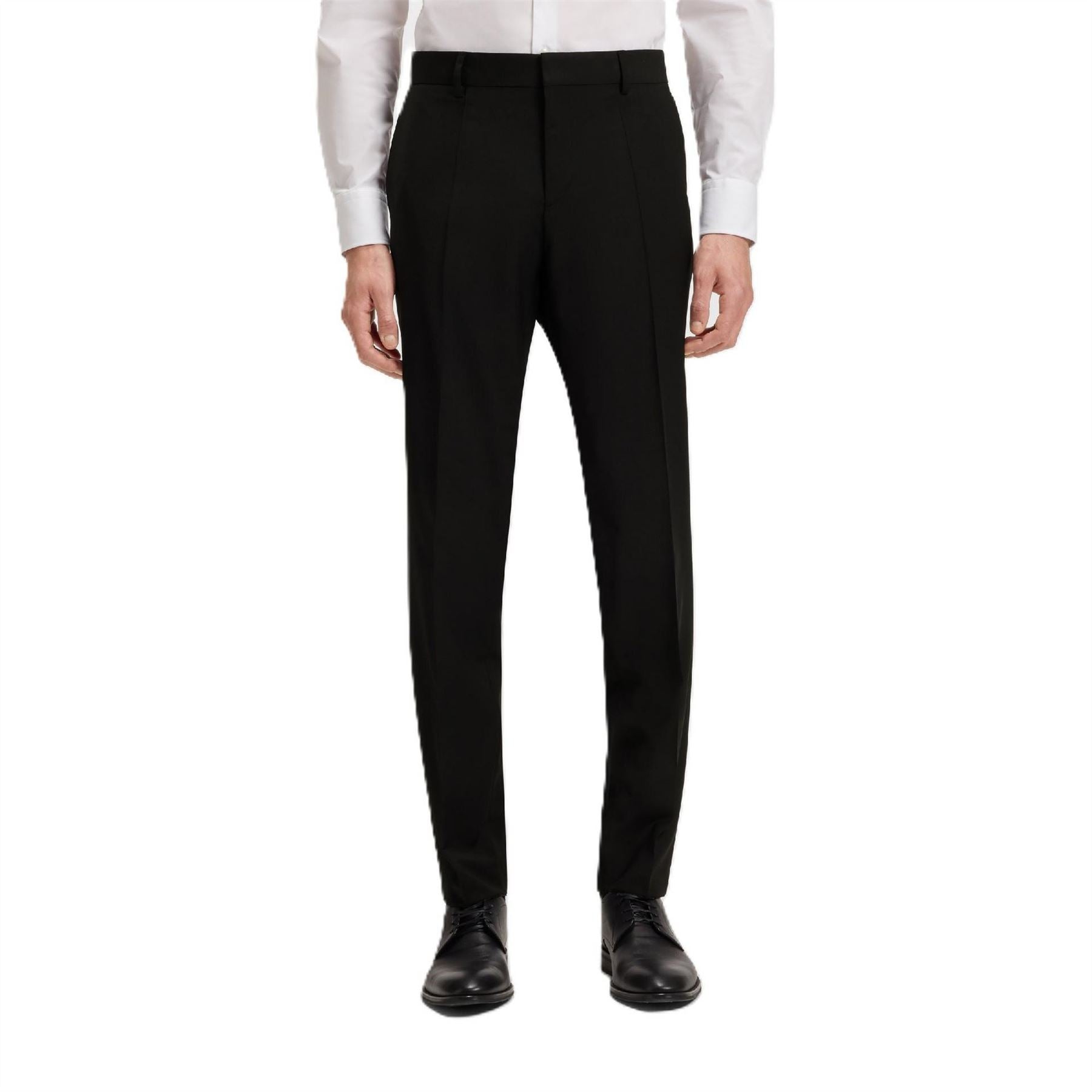 Boss Genius Solid Patterned Straight Leg Trousers