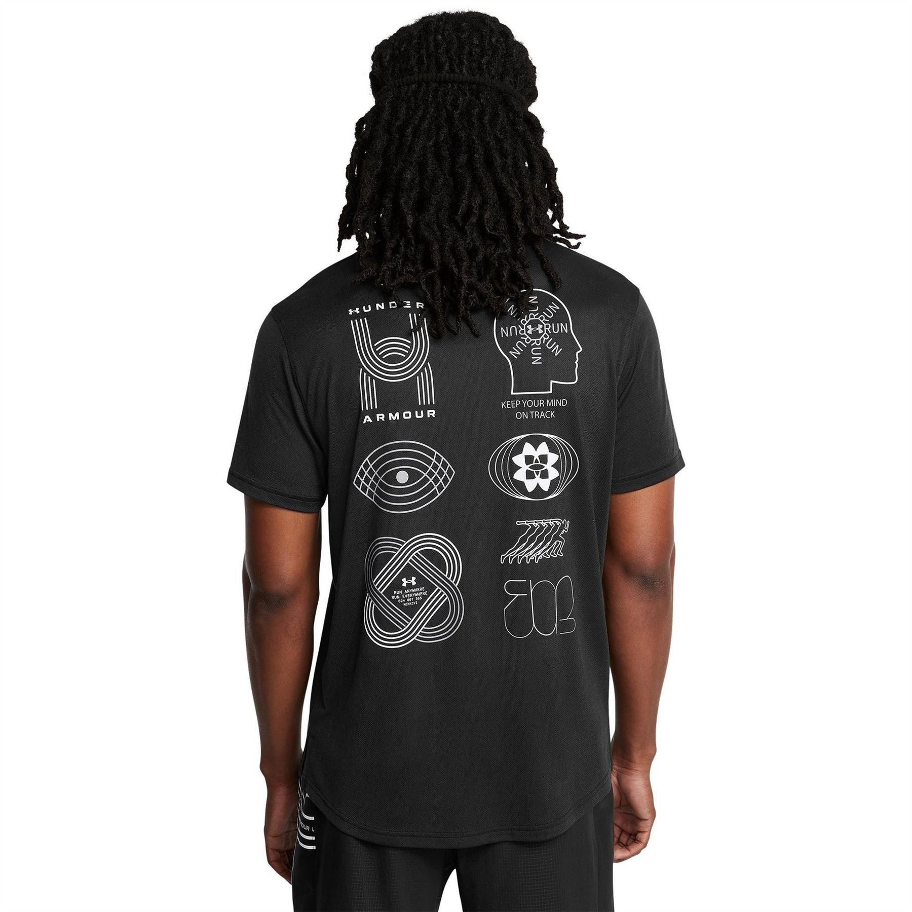 Under Armour Run Graphic Lettering Crew Neck Athletic Top