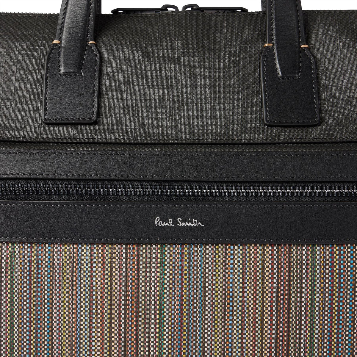 Paul Smith Striped Patterned Rectangle Briefcase with Logo