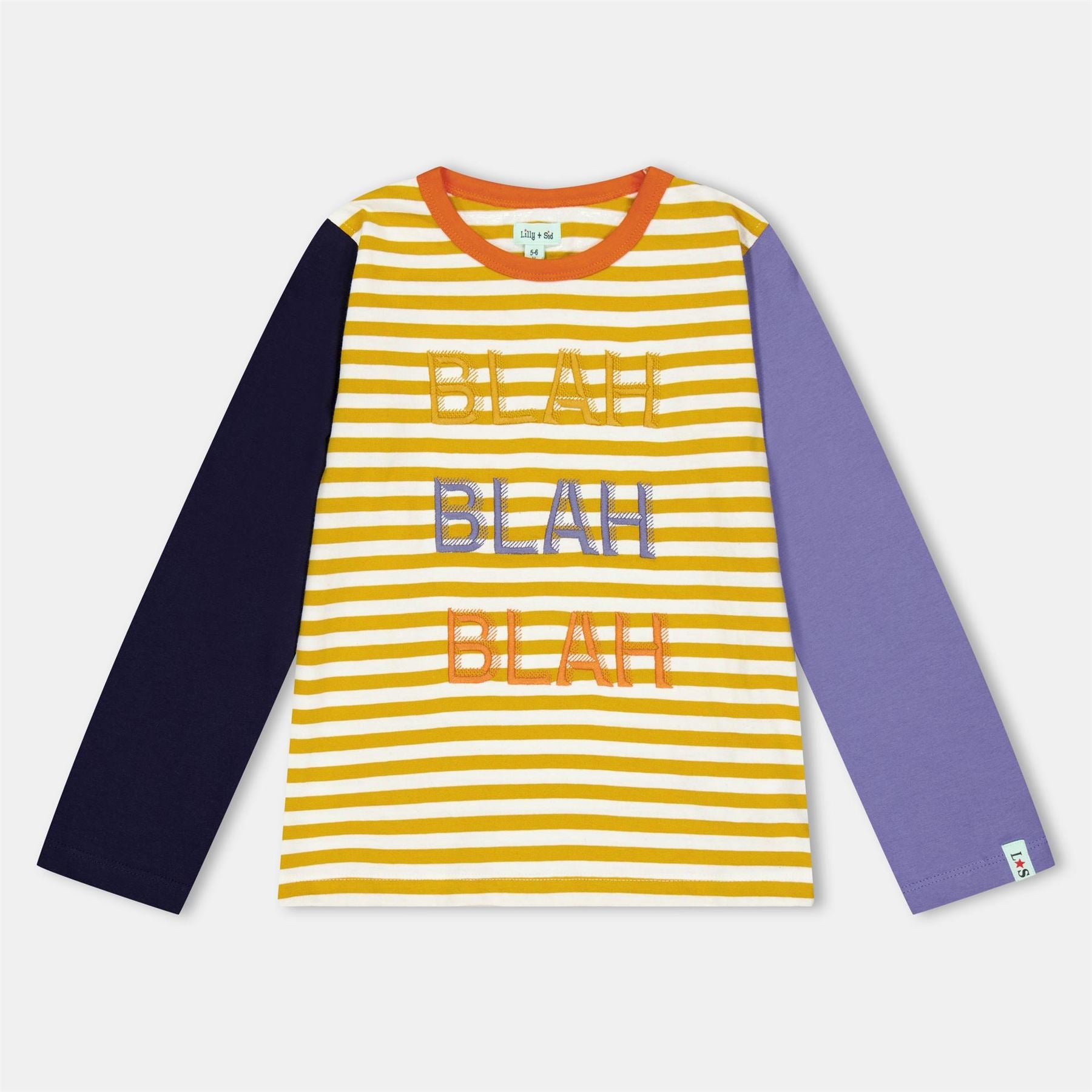 Lilly and Sid Blah X3 Embroidered Lettering T-Shirt