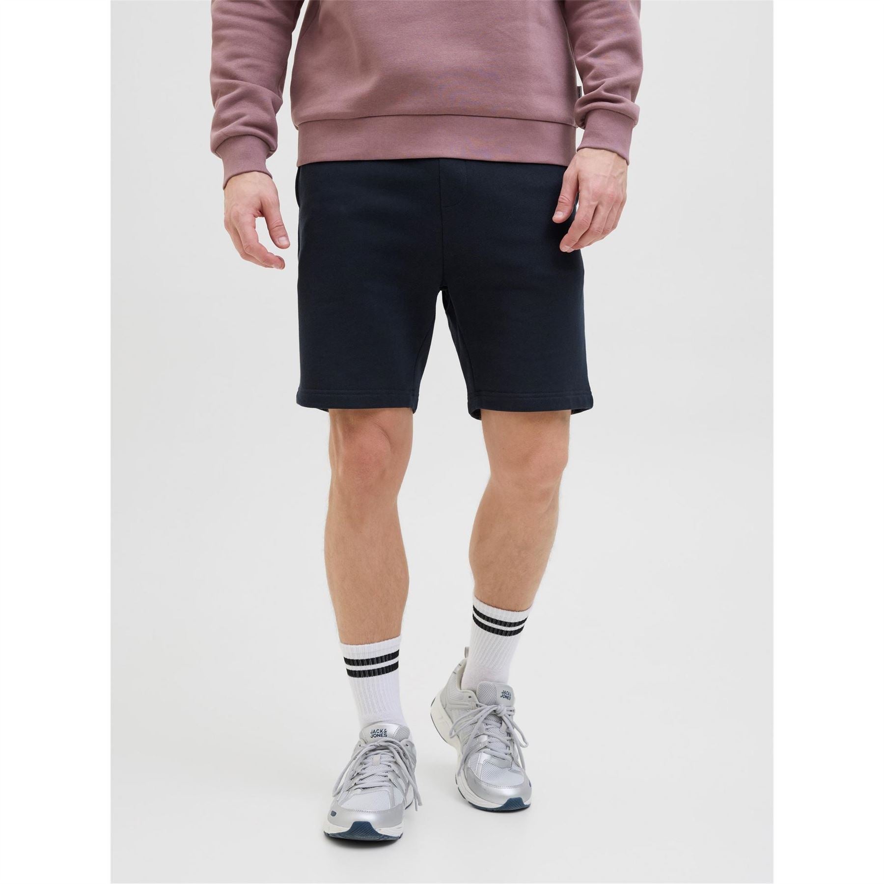 Jack and Jones Solid Bermuda Sweat Shorts with Elasticated Waistband