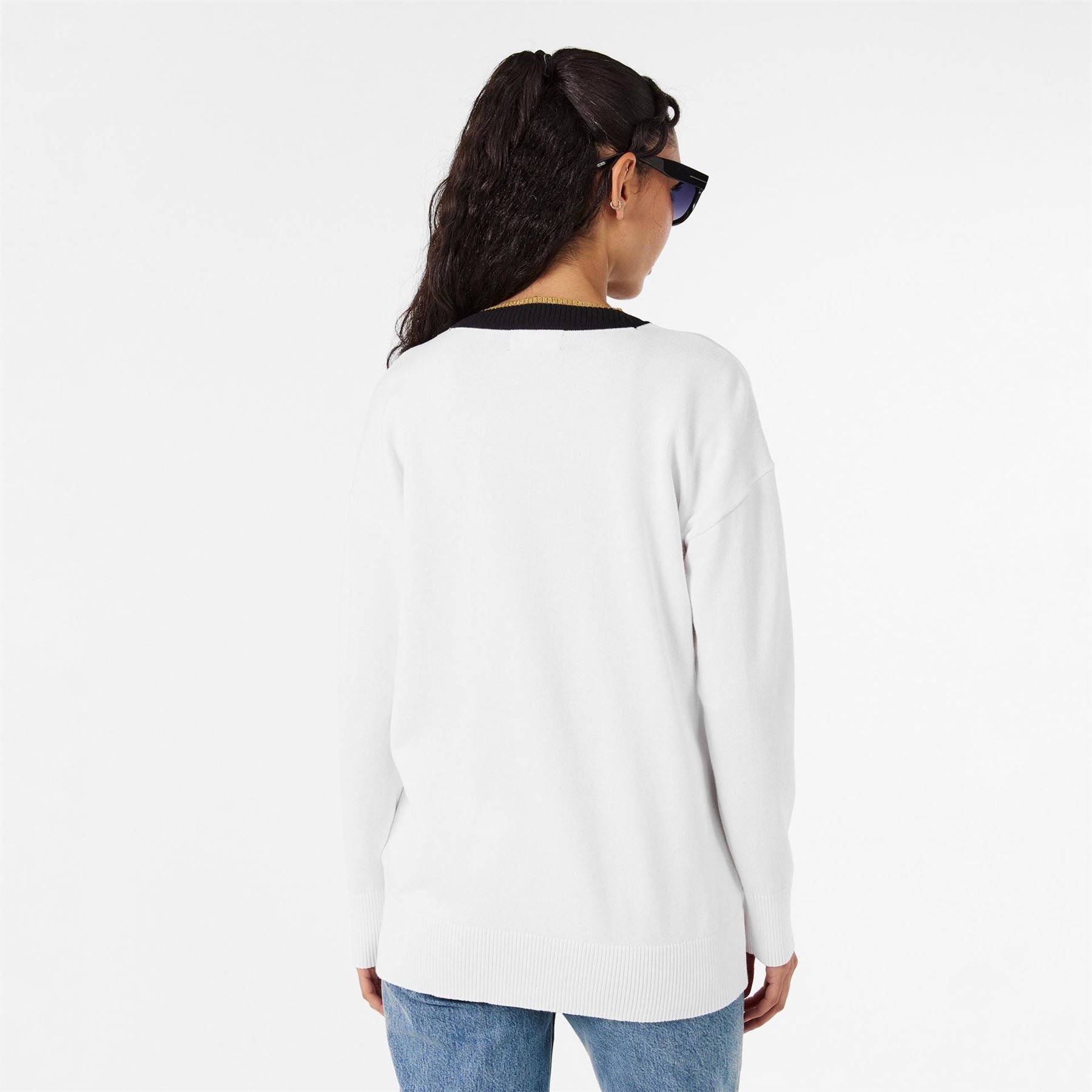 Karl Lagerfeld Patch Crew Neck Drop Shoulder Sweater