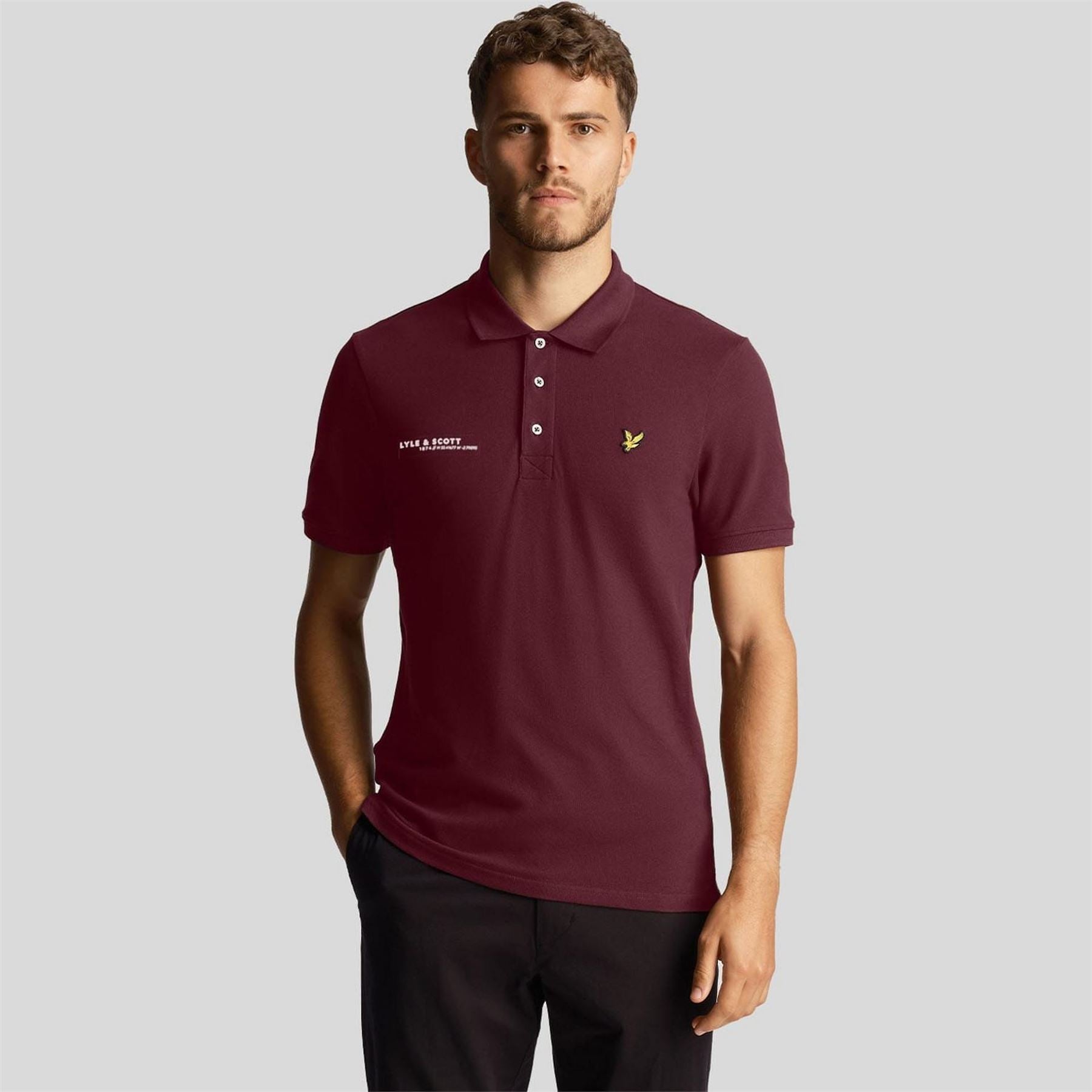 Lyle and Scott Ordinate Print Plain Polo Shirt
