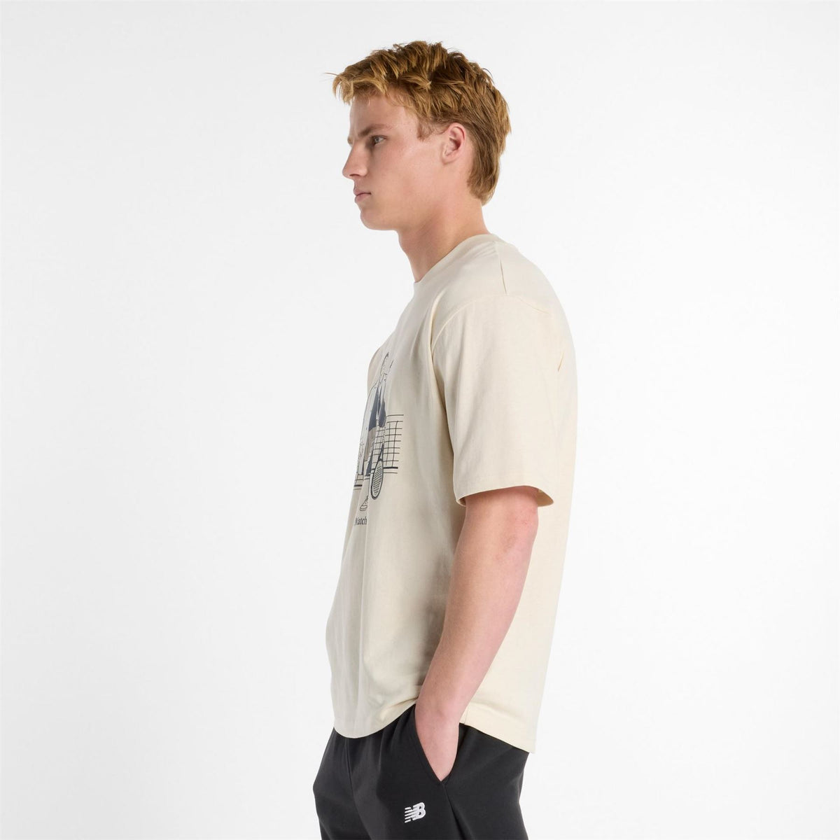 New Balance Text Graphic Crew Neck Short Sleeve Jersey T-Shirt