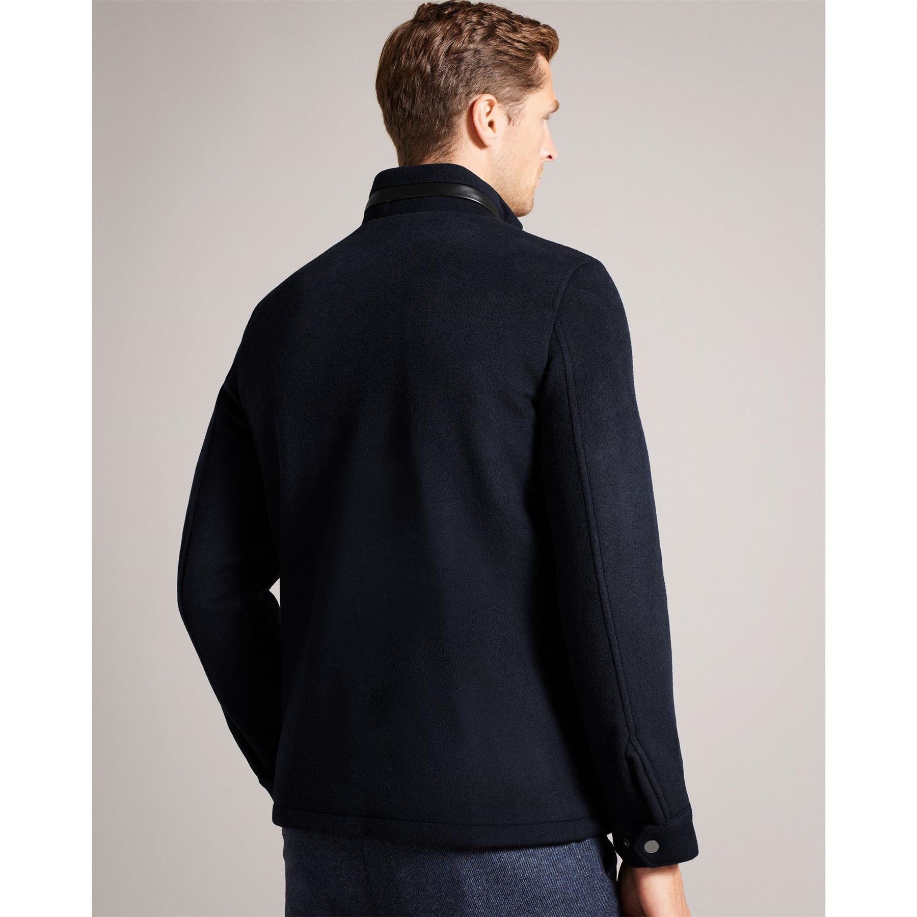 Ted Baker Solid Patterned Snap Button Flap Pocket Field Jacket