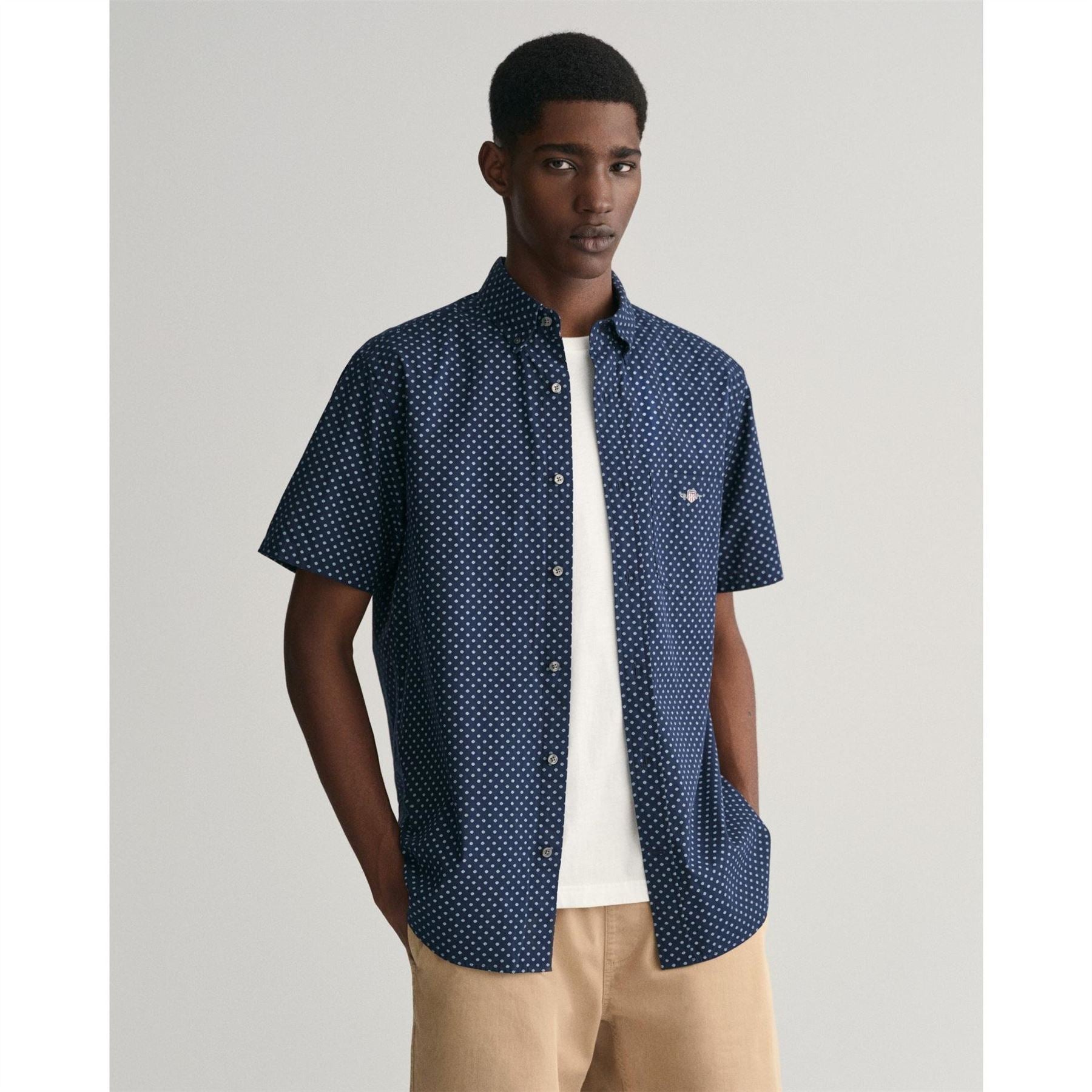 Gant Regular Micro Print Short Sleeve Patterned Shirt