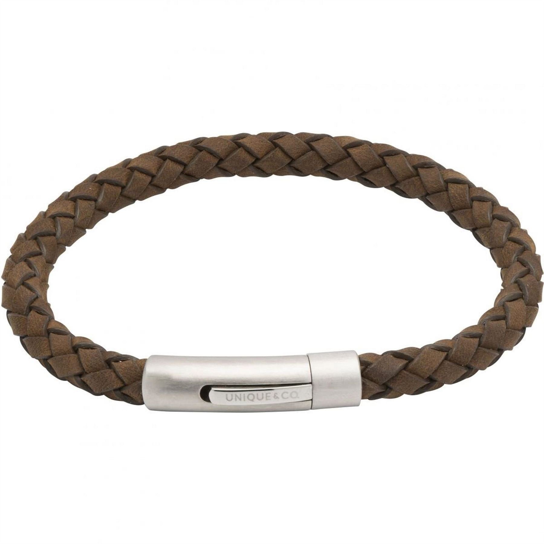 Unique And Co  And  Co. Brown Leather Bracelet  And  Steel Clasp