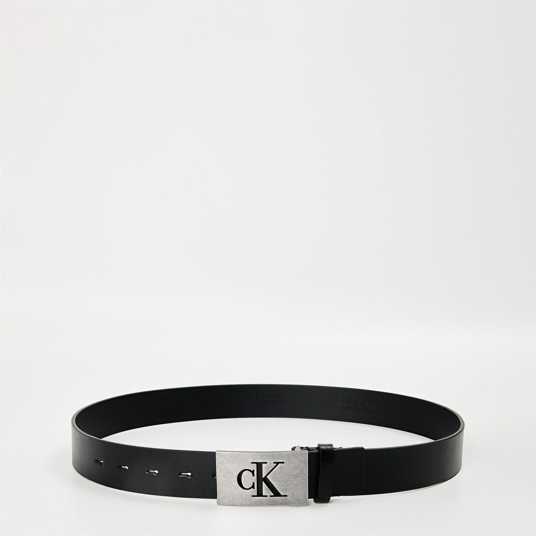 Calvin Klein Smooth Plaque Leather Belt