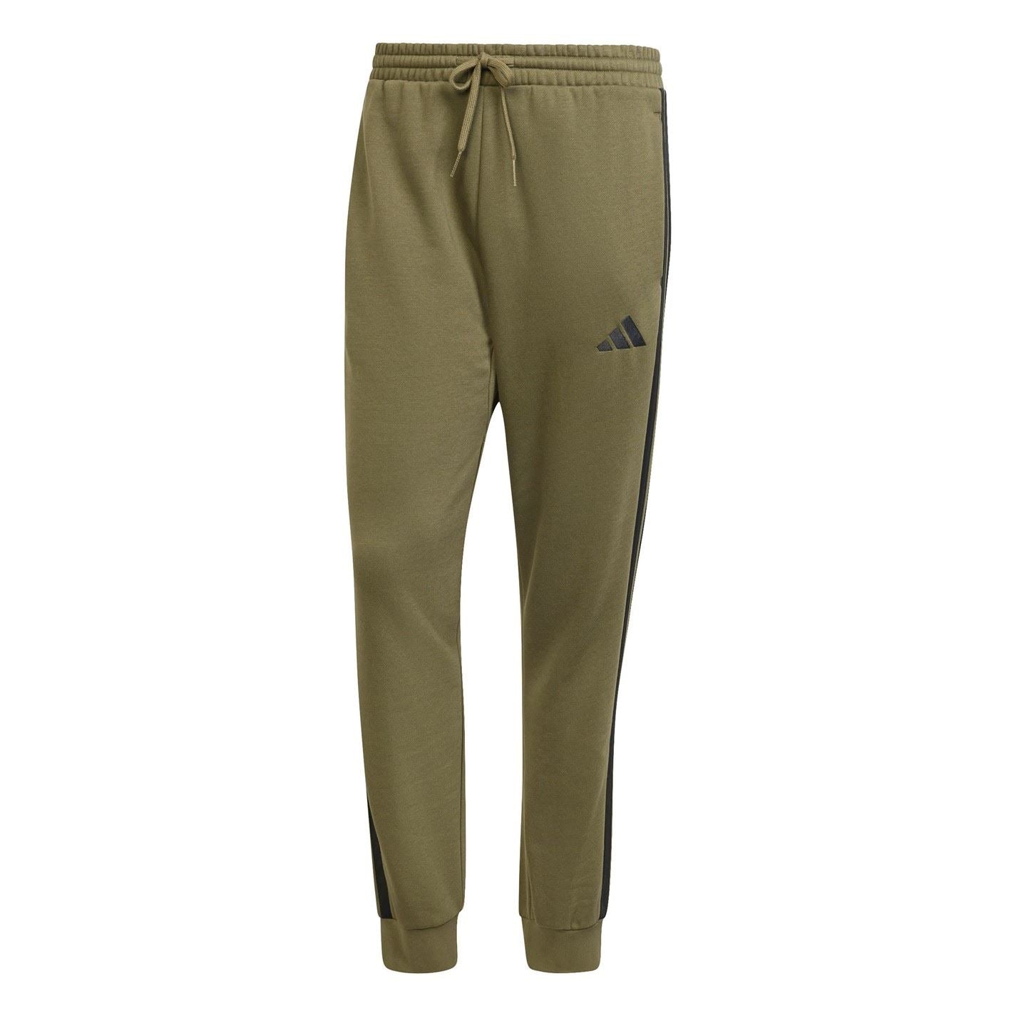 adidas Fleece Tapered Cuff 3 Stripes Joggers M