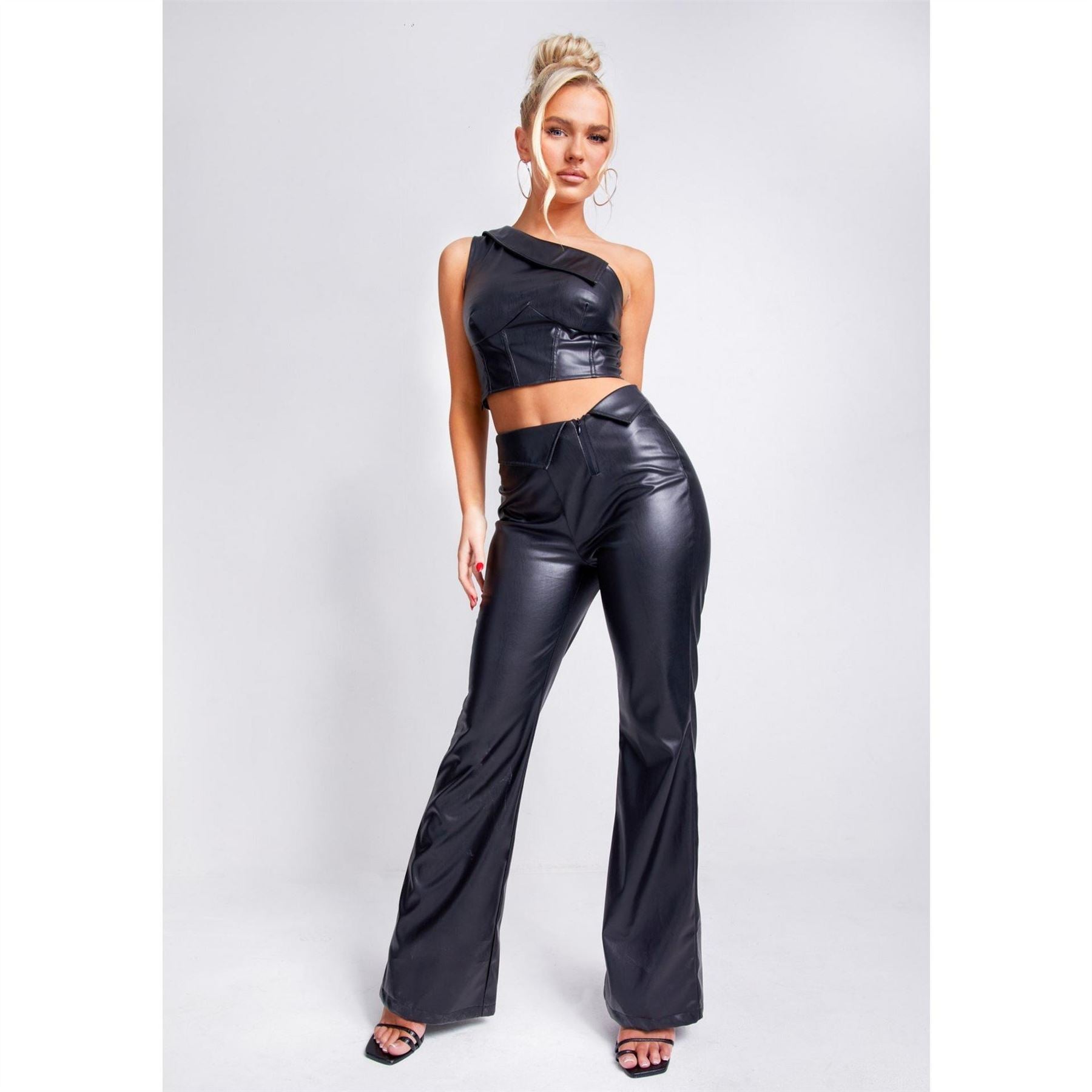 Missy Empire Over Corset Detail Faux Leather Top
