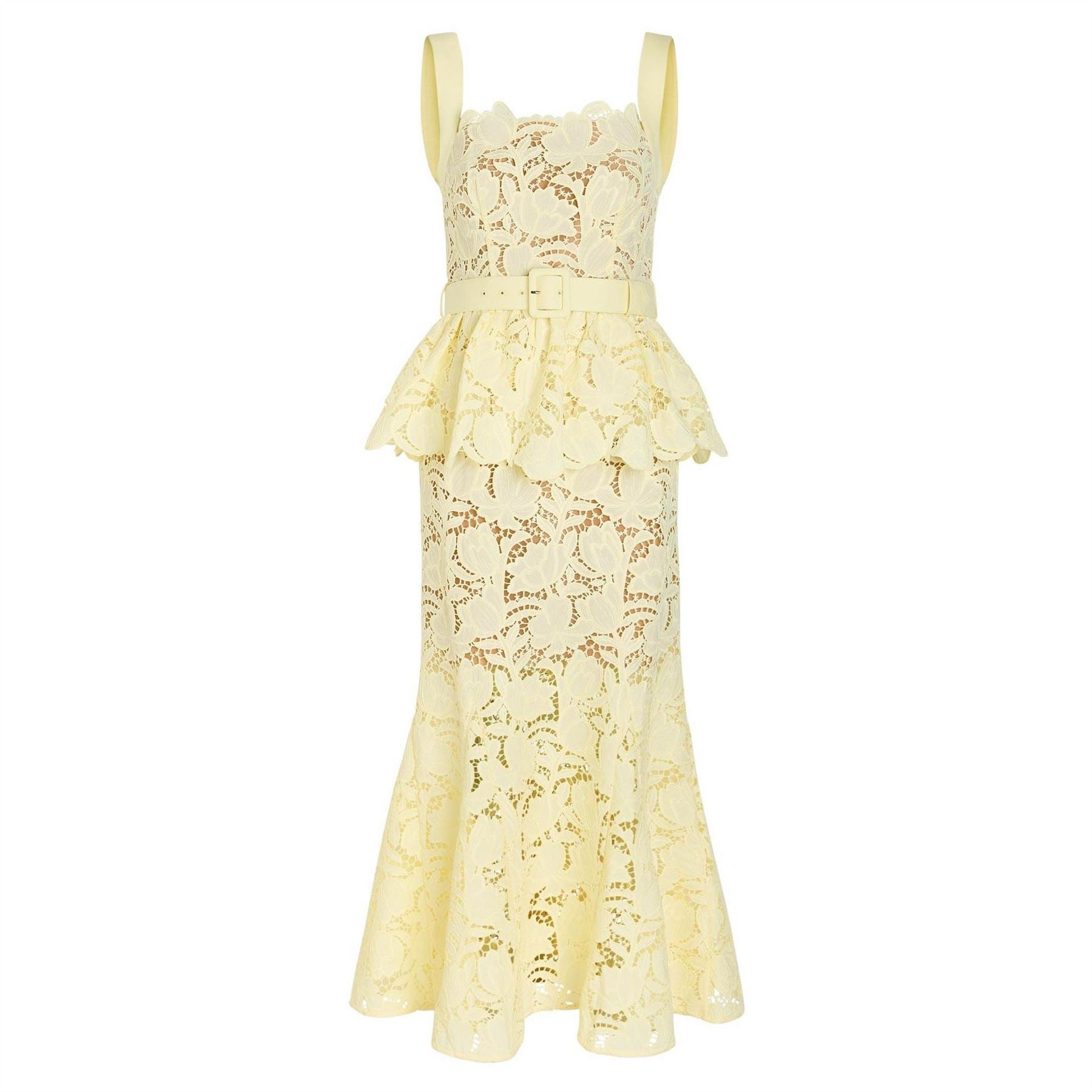 Self Portrait Lace Peplum Midi Dress