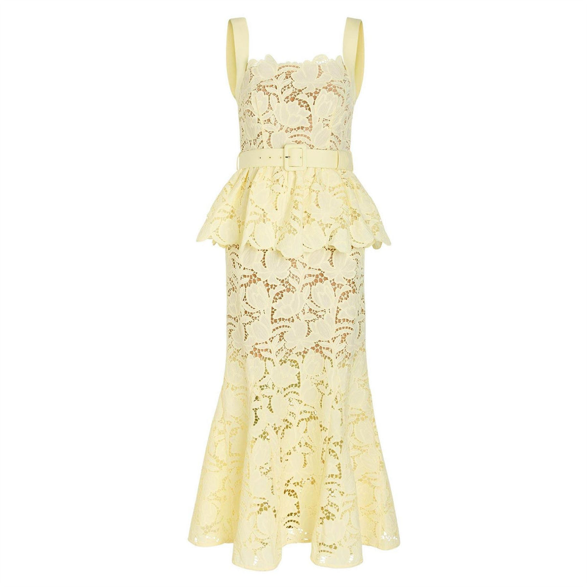 Self Portrait Lace Peplum Midi Dress