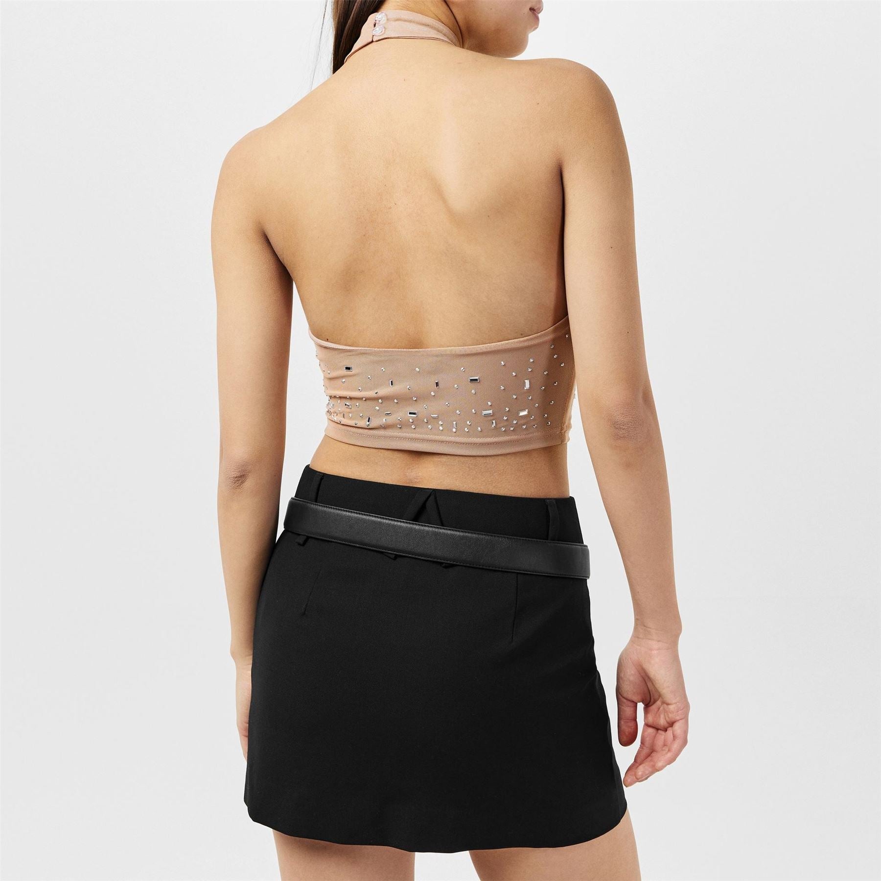 Missy Empire Rhinestone Embellished Halter Top