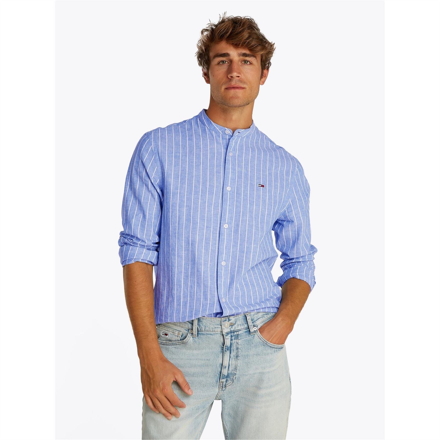 Tommy Jeans Tj Linen Long Sleeve Patterned Shirt