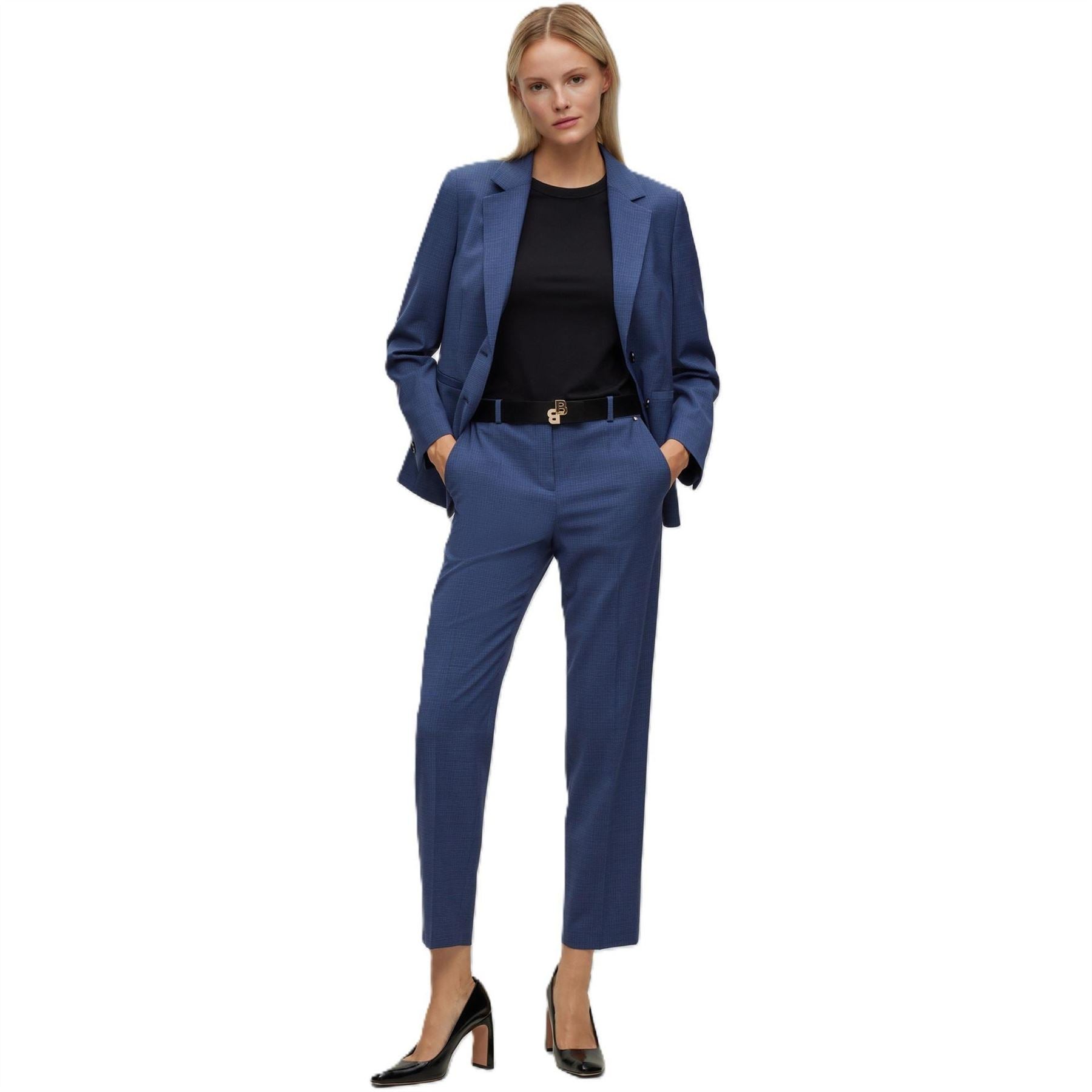 Boss Tasewa Solid Patterned Straight Trousers