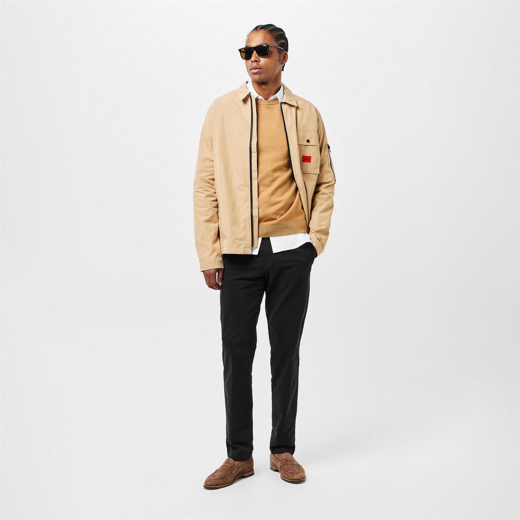 Hugo HUGO Emmond Cotton Long Sleeve Zip Overshirt   Contemporary Design with Logo Detail
