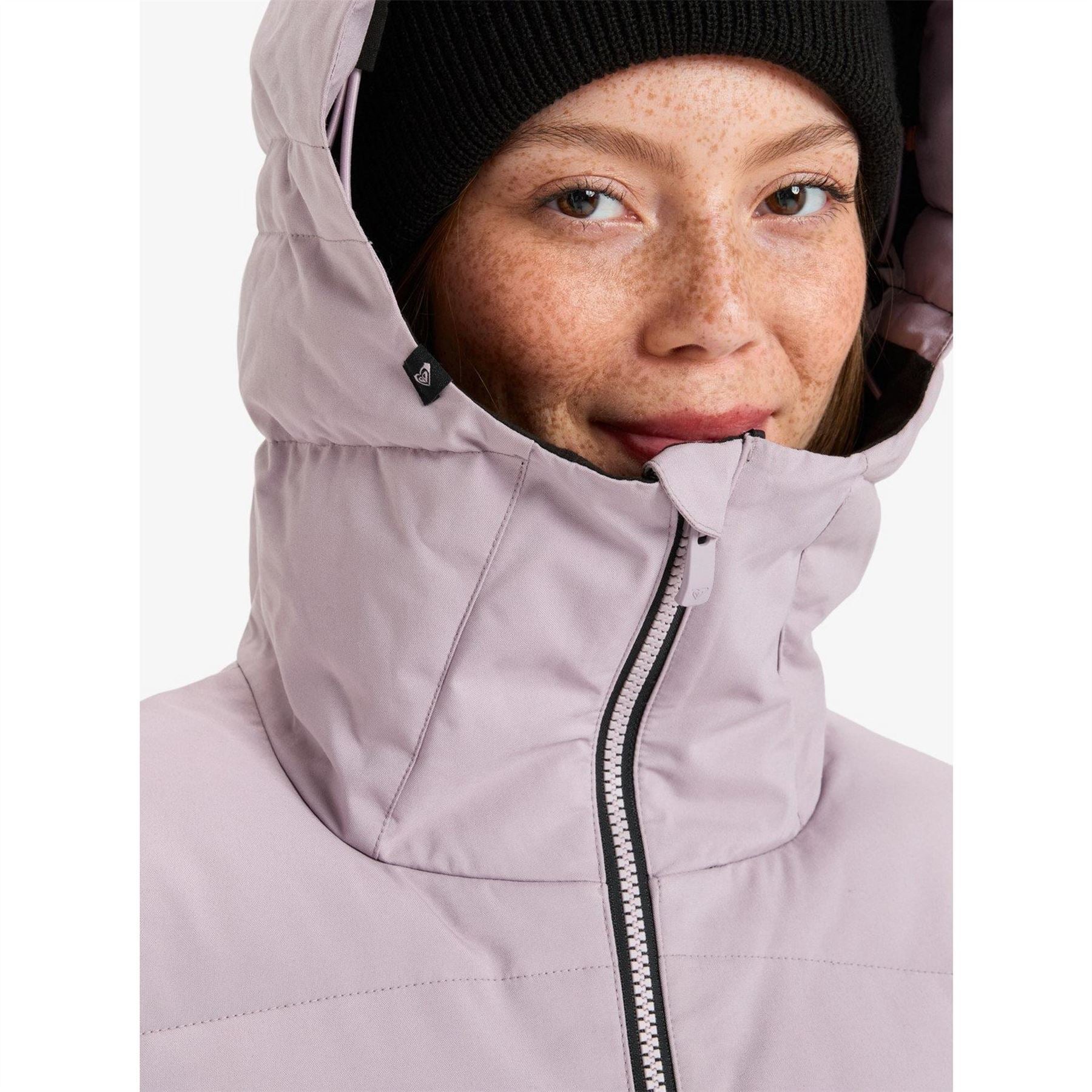 Roxy Snowyhill Solid Patterned Hooded Ski Jacket with Zipped Pocket