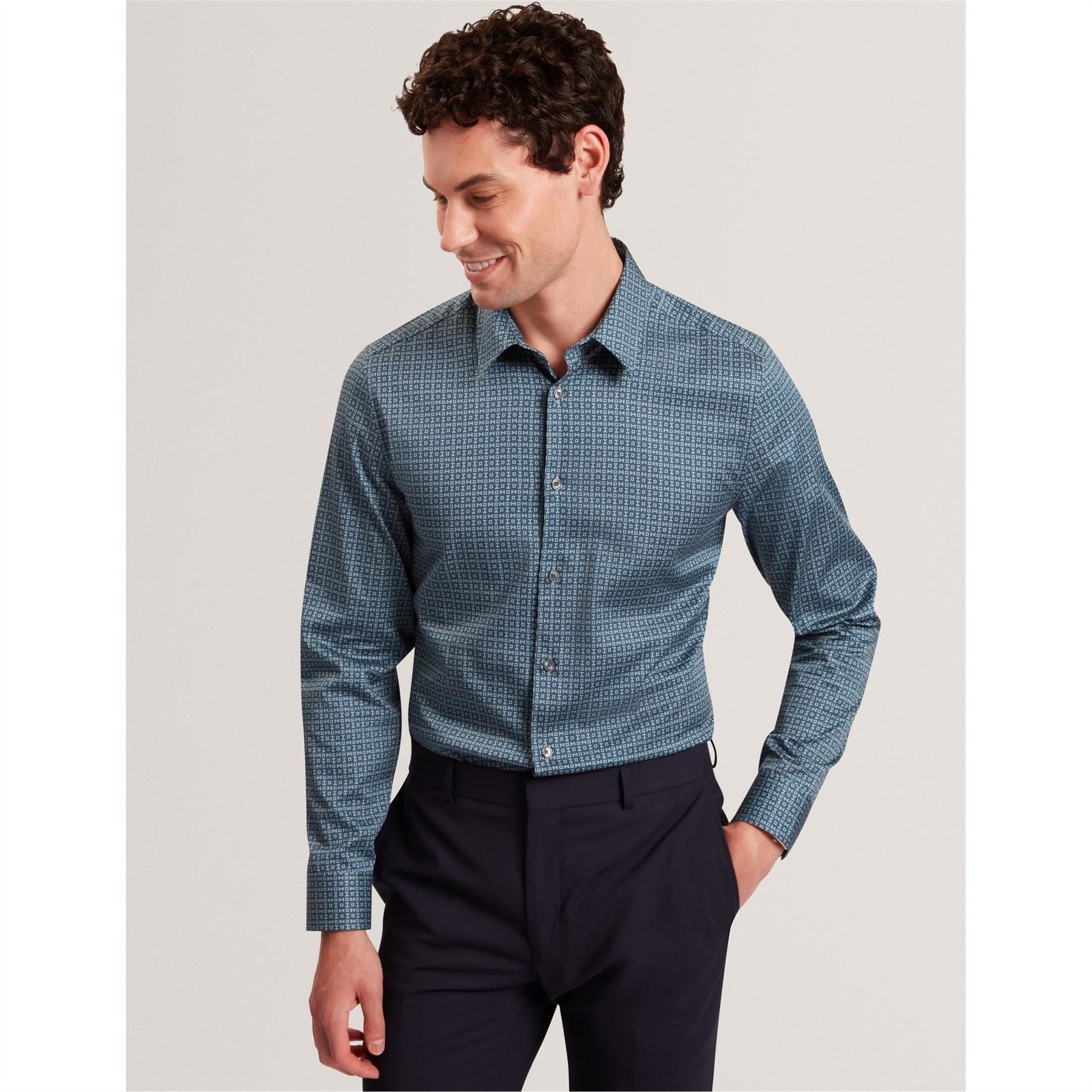 Ted Baker Long Sleeve Geometric Patterned Shirt