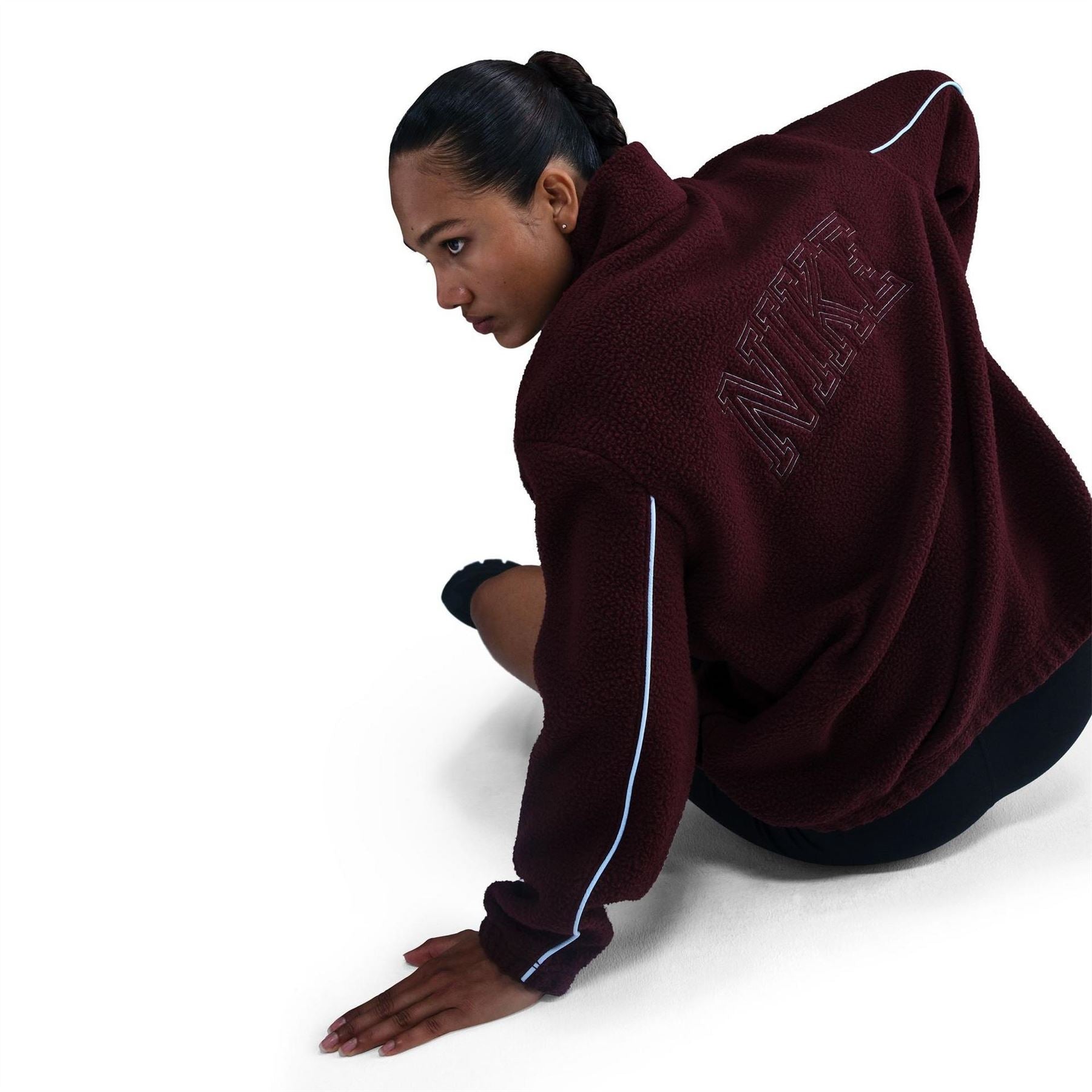 Nike Sherpa Lettering High Neck Long Sleeve Sweatshirt