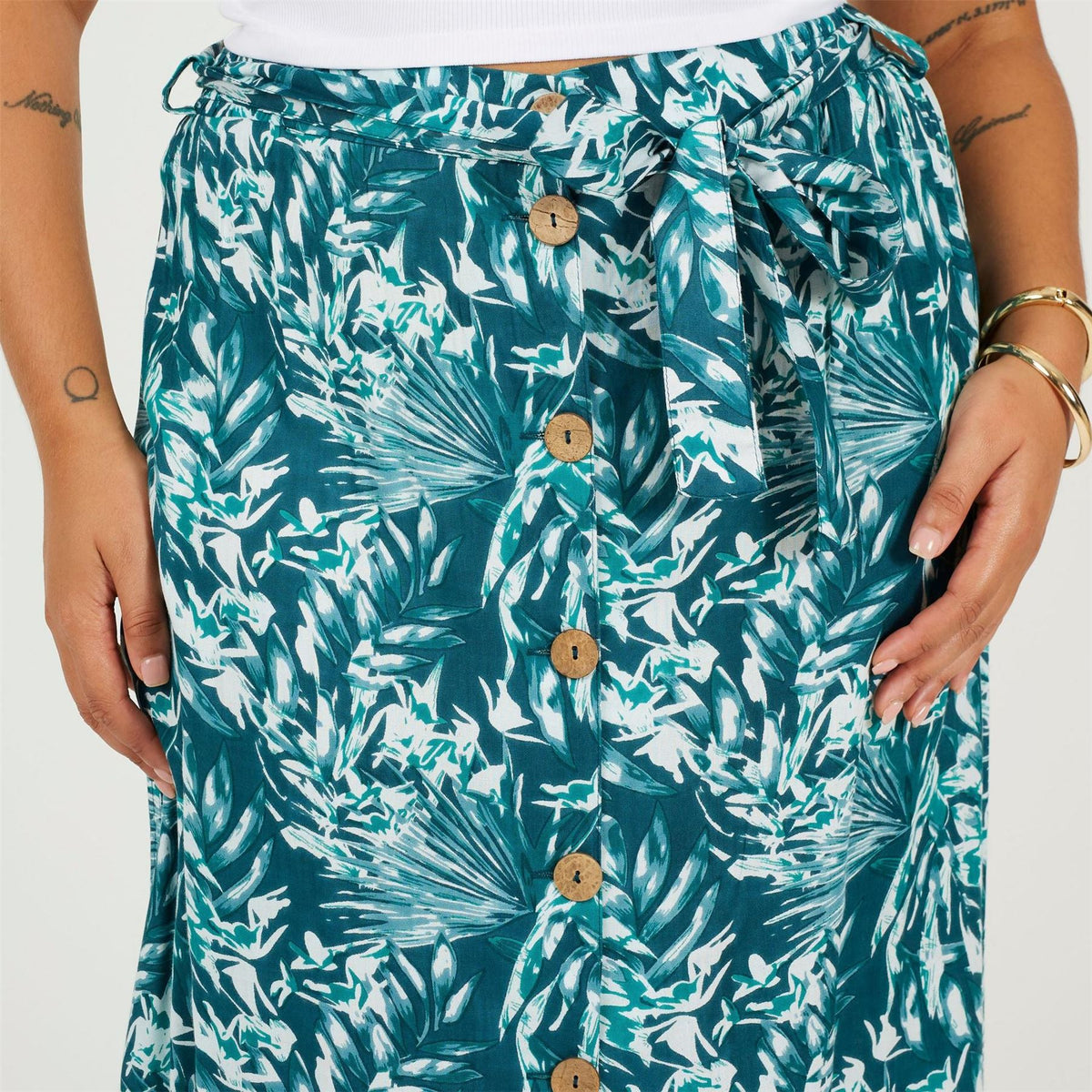 Brave Soul Womens Plus Size All Over Print Midi Skirt