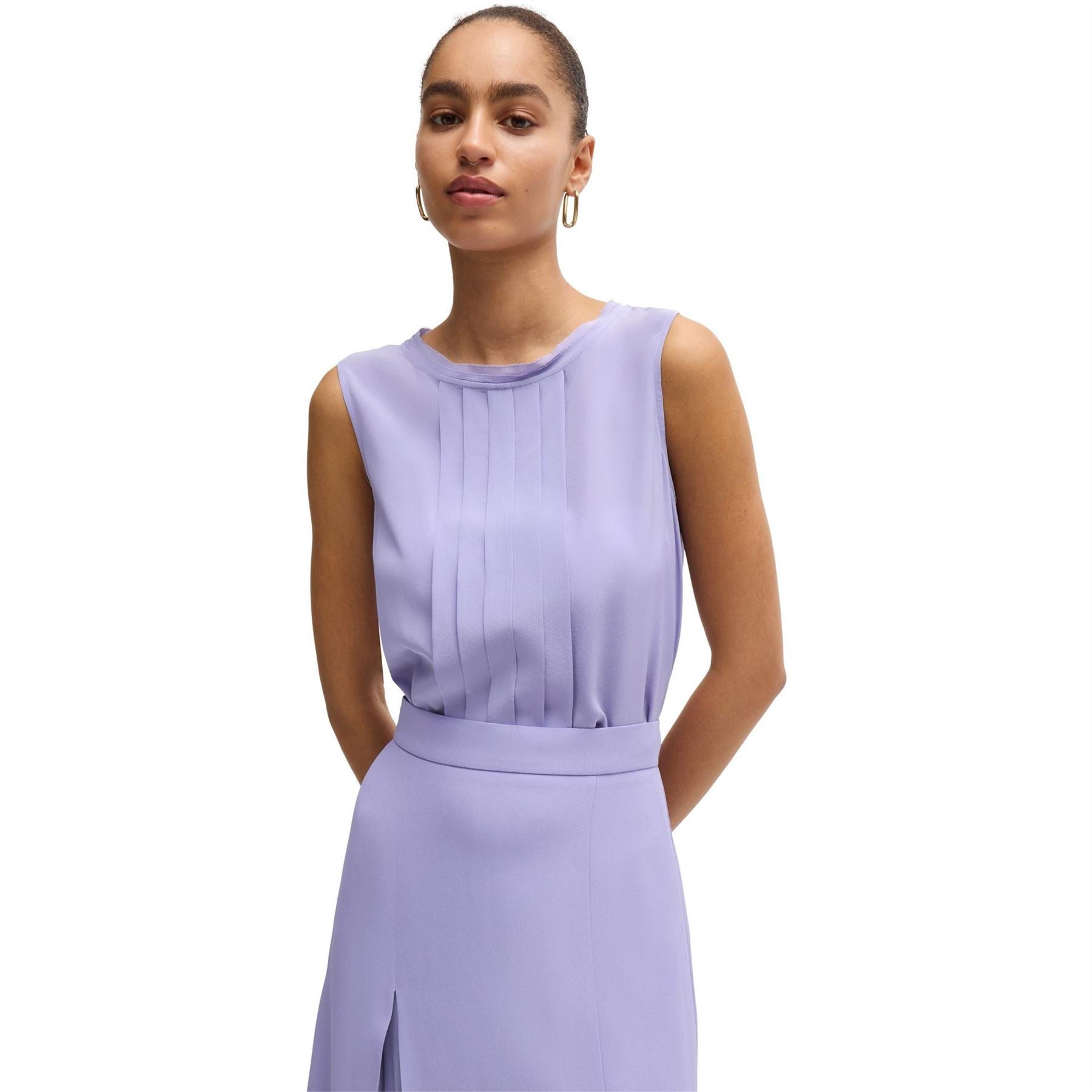 Boss Jewel Neck Sleeveless Regular Fit Blouse