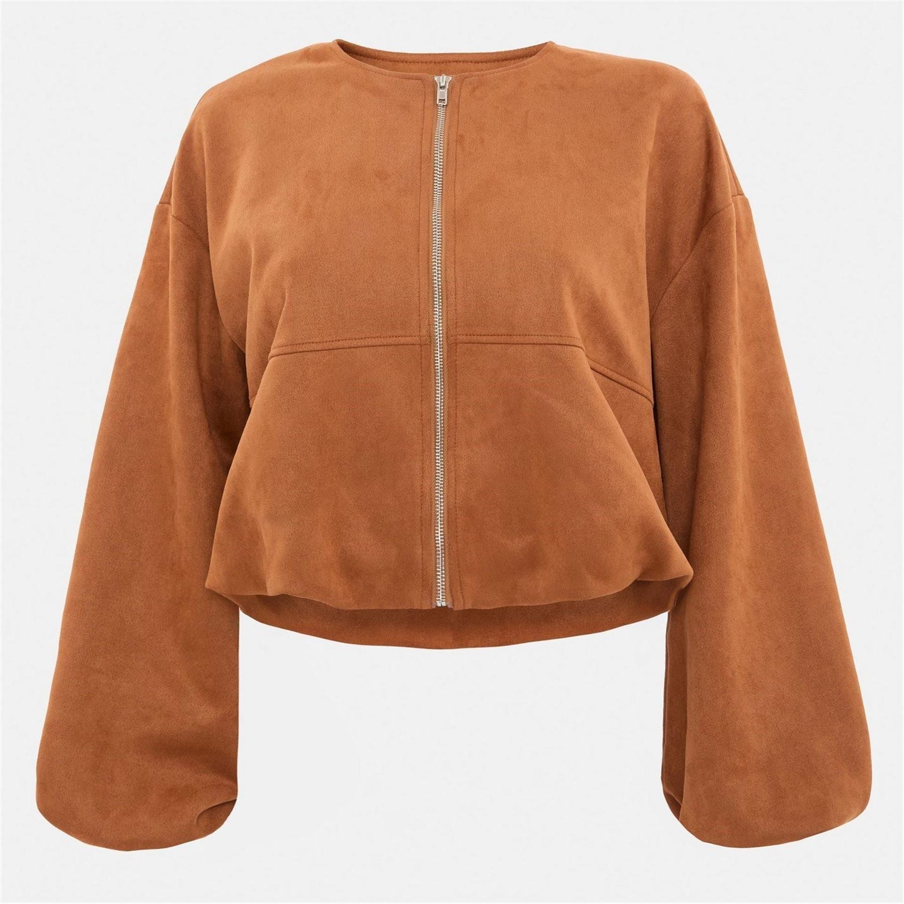 I Saw It First Suede Bubble Hem Jacket