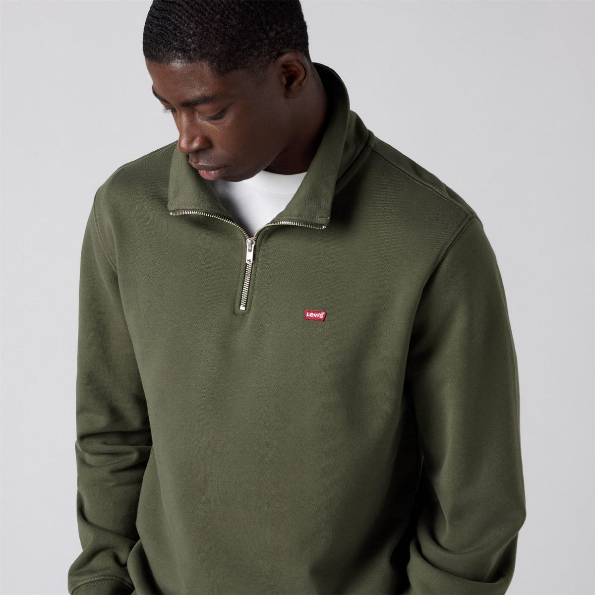 Levis Housemark Zip Neck High Collar Long Sleeve Sweatshirt