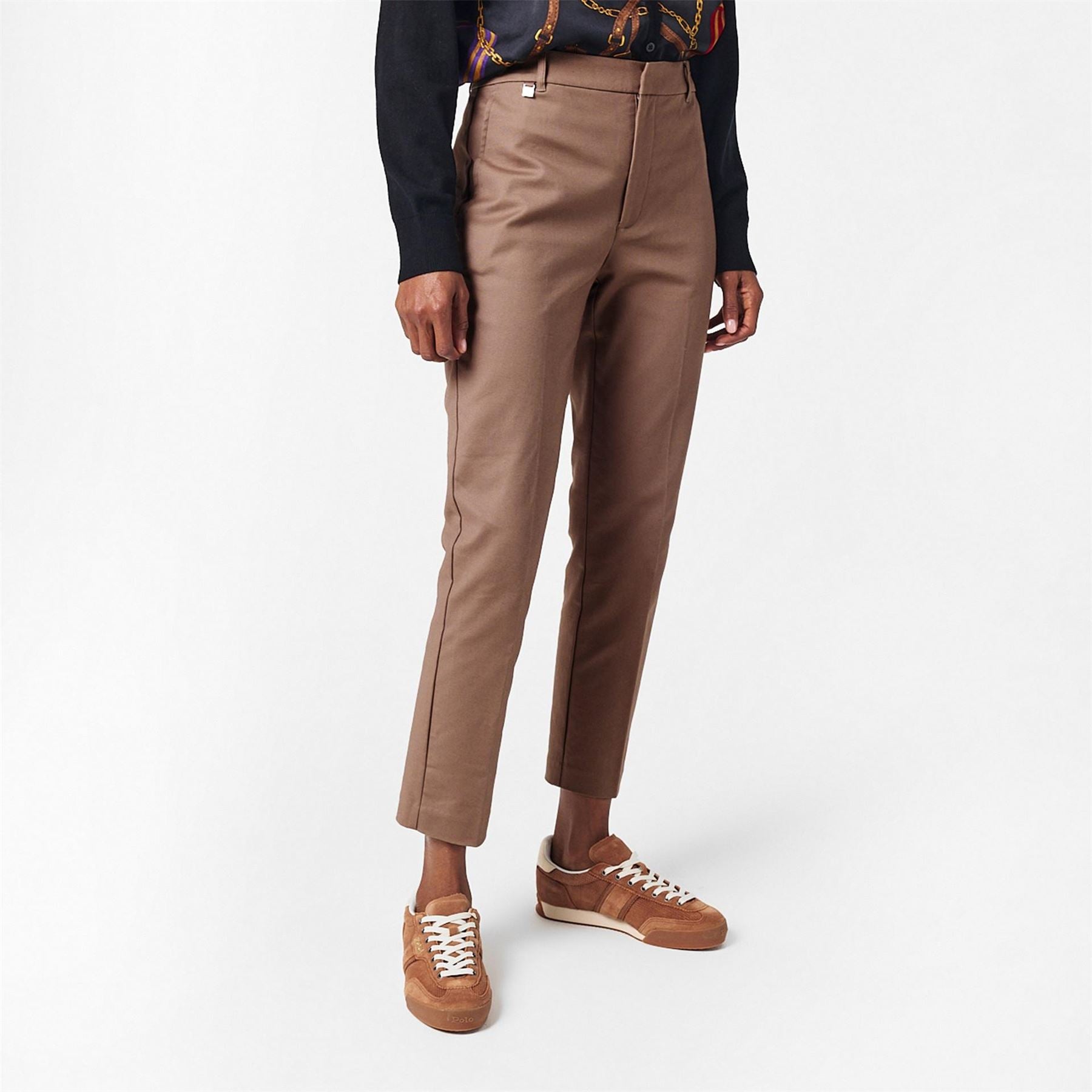 Lauren by Ralph Lauren Lakythia Real Leather Straight Leg Trousers