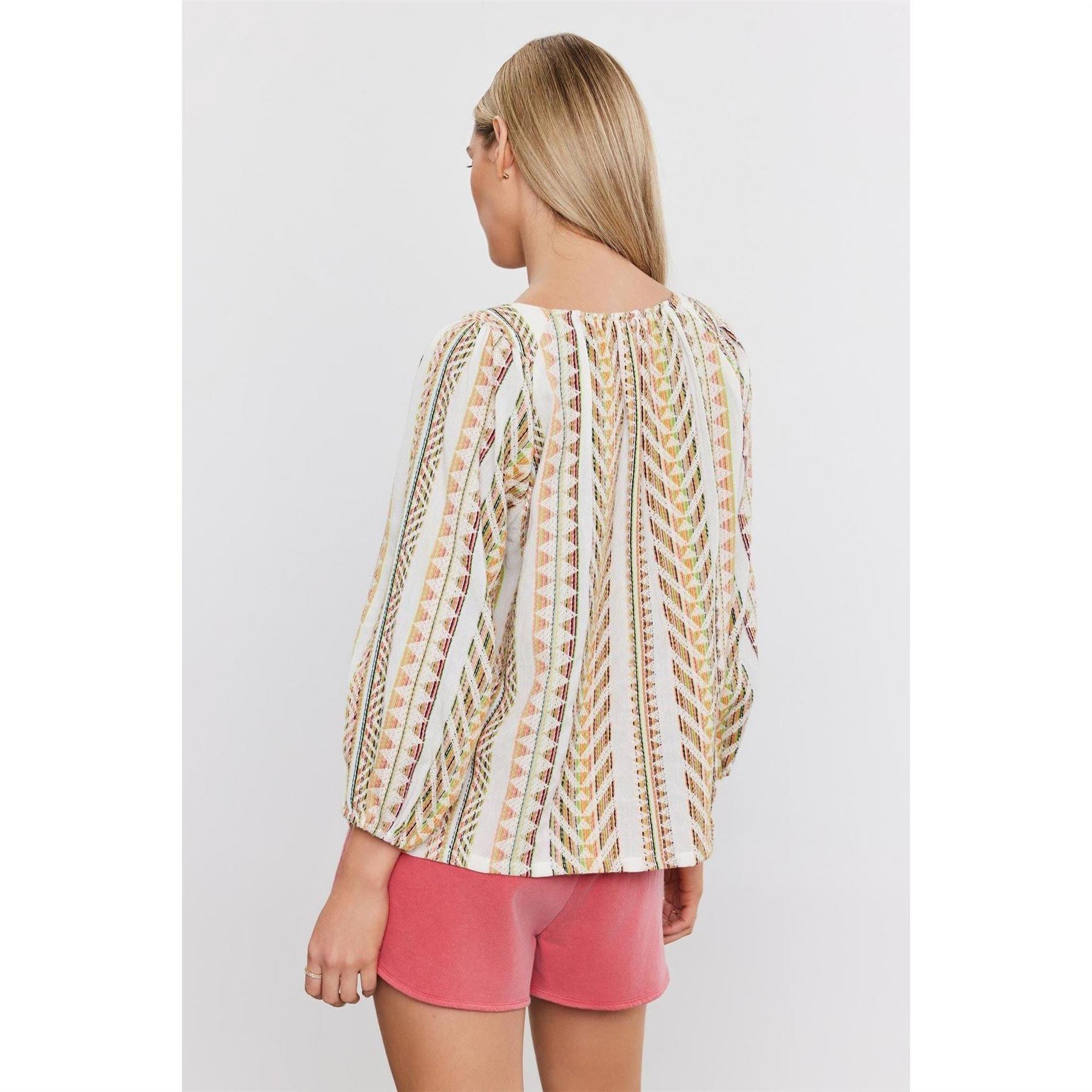 Velvet by Graham and Spencer Embroidered Peasant Sleeve V-Neck Blouse