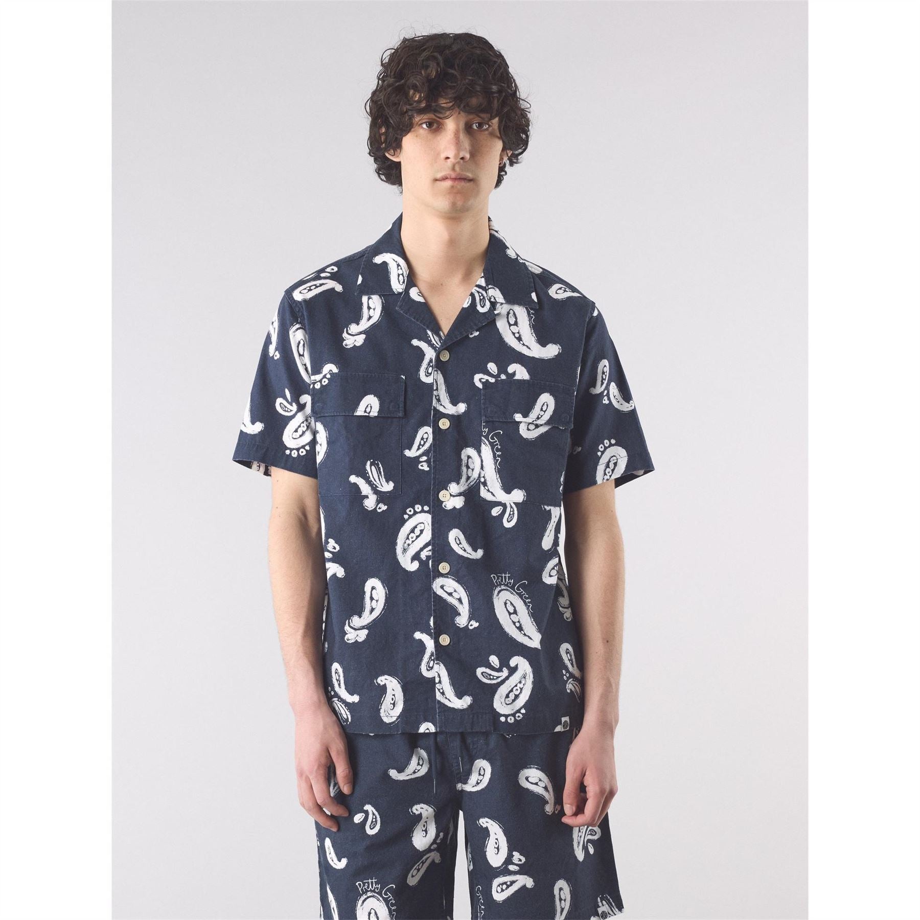 Pretty Green Widnes Paisly Regular Fit Short Sleeve Shirt