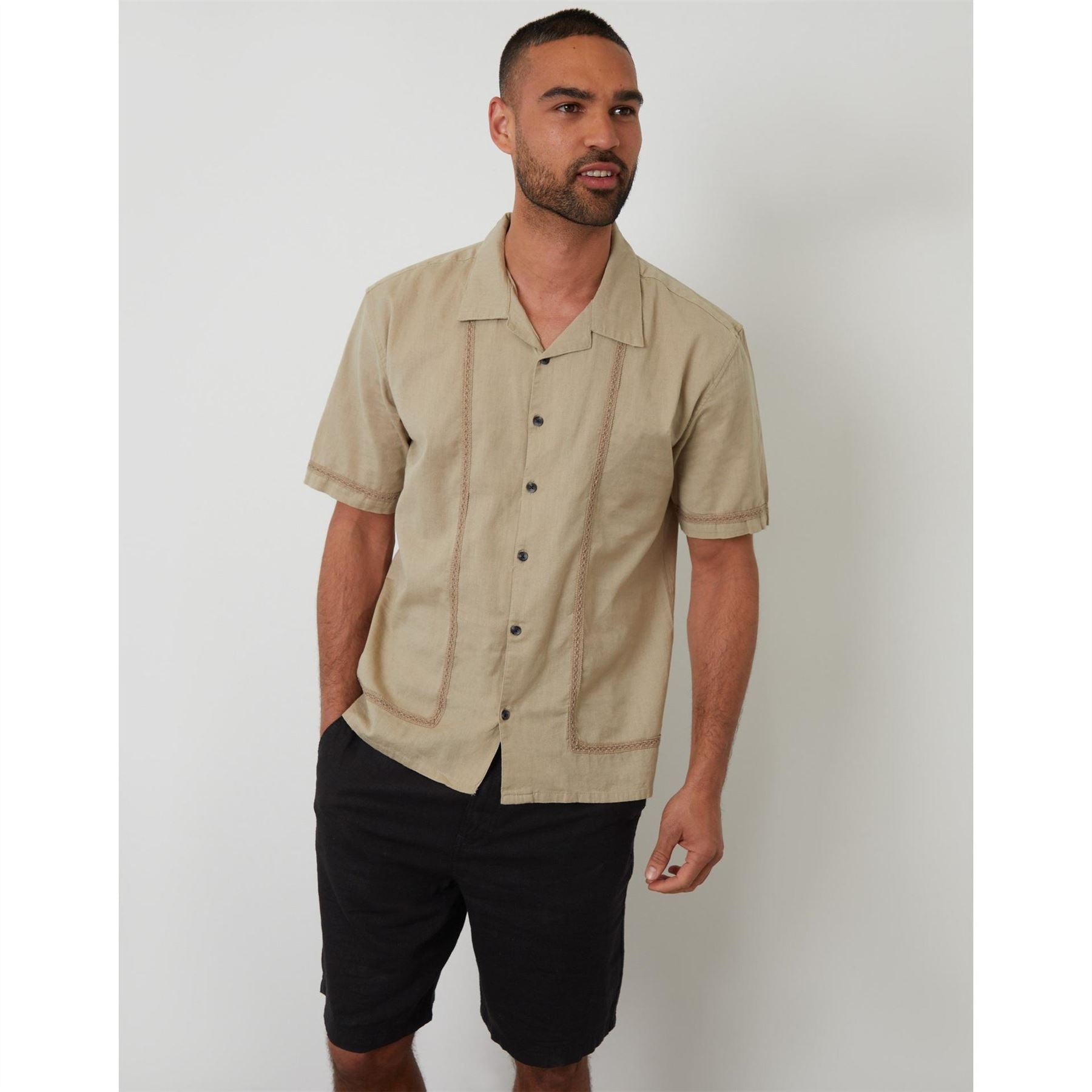 Threadbare Regular Fit Short Sleeve Point Collar Shirt