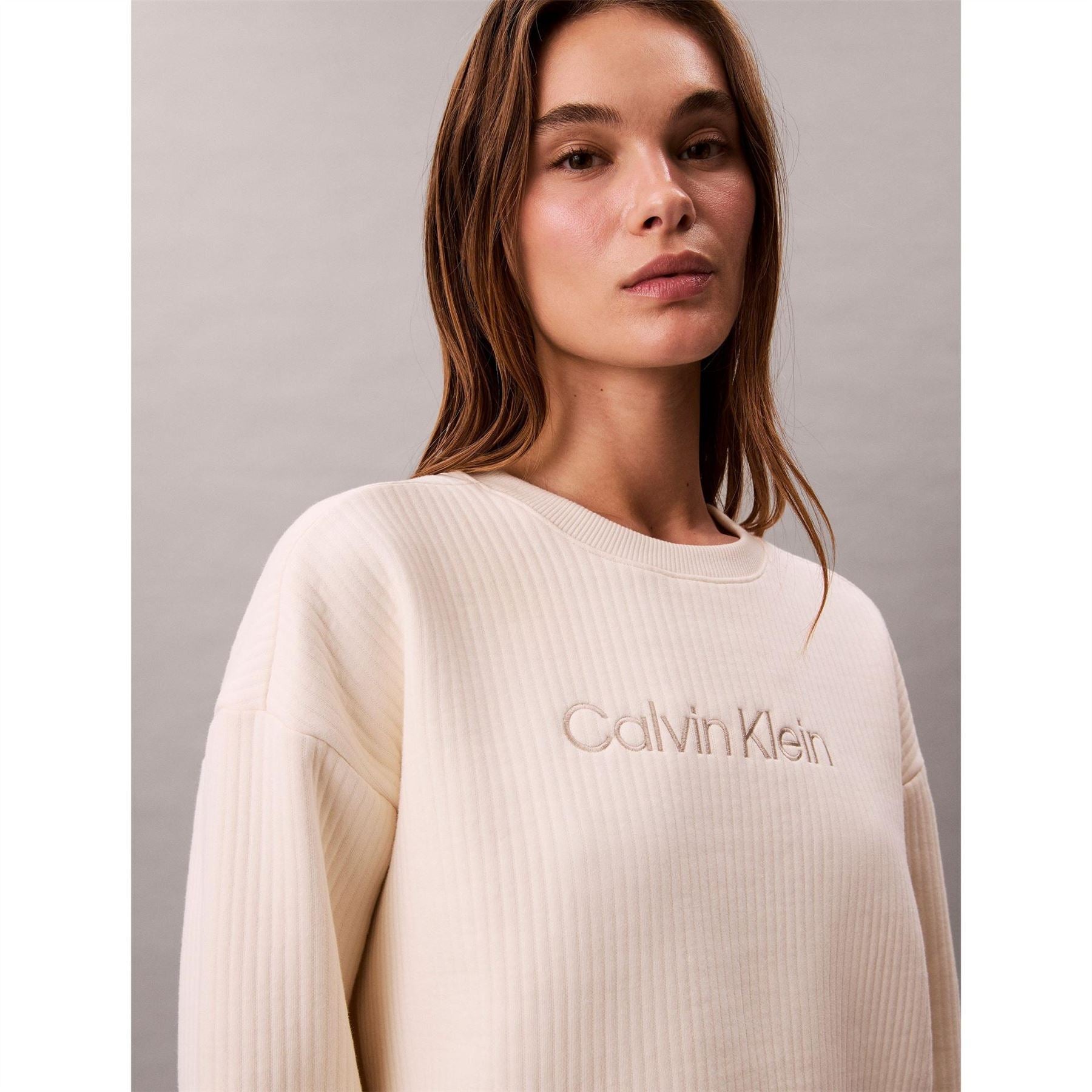 Calvin Klein Embroidered Crew Neck Long Sleeve Sweatshirt