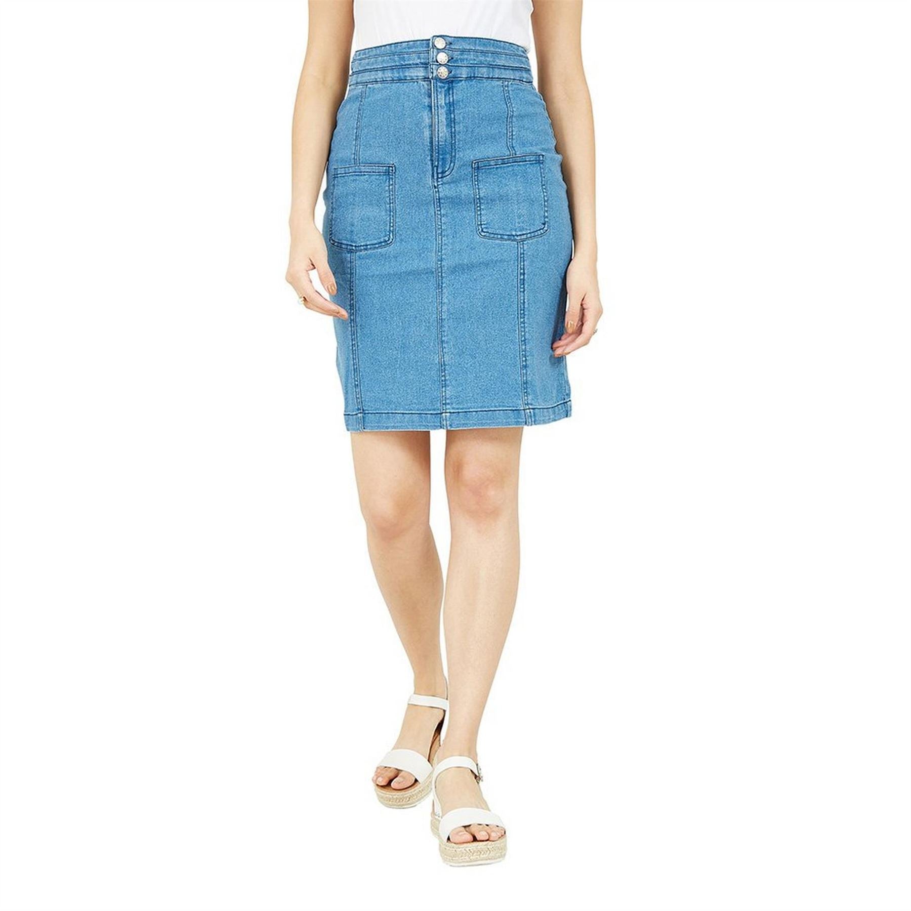 Yumi Patch Pocket Knee Length Pencil Skirt