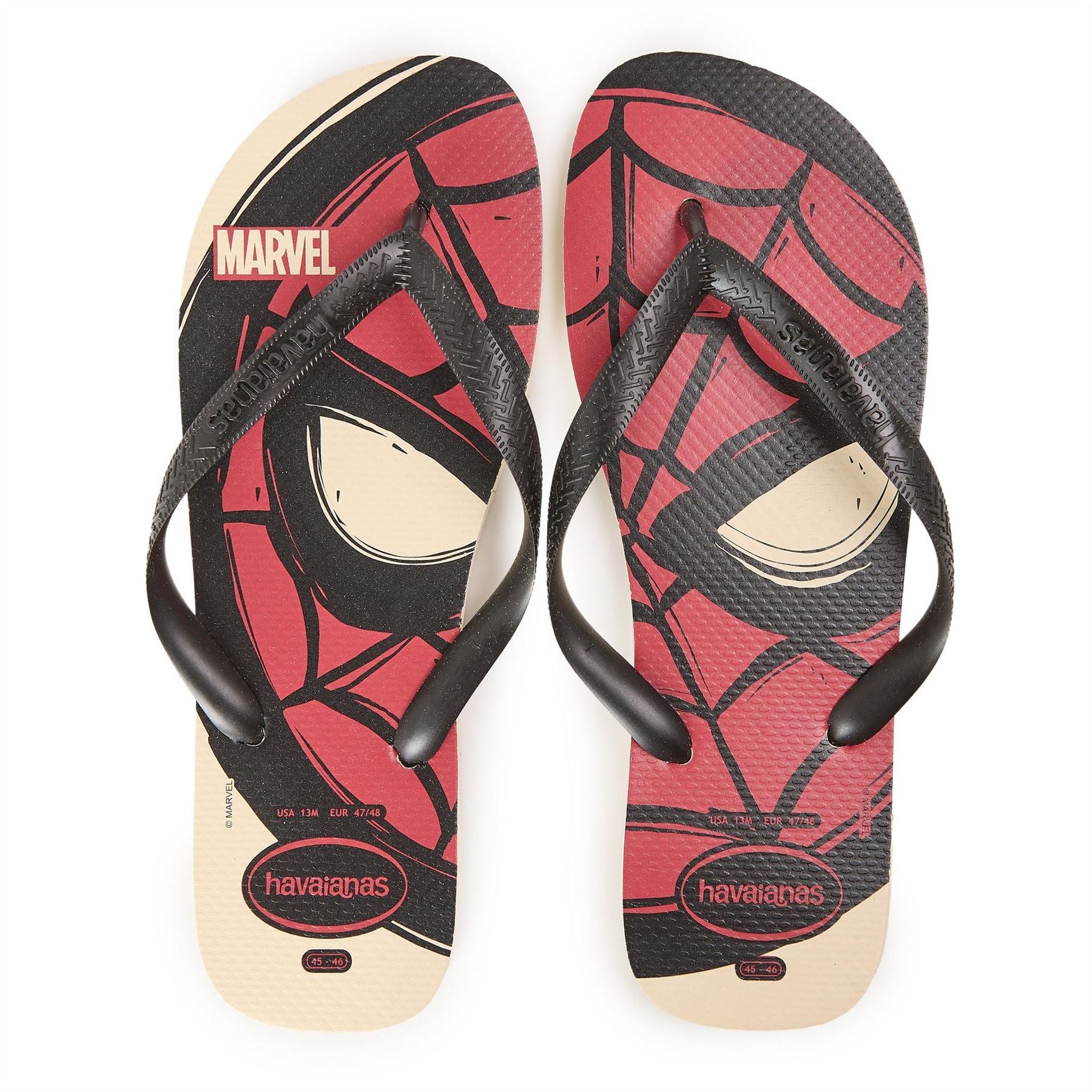 Havaianas Mens Hav. Top Marvel Logomania Beige 45  Flip Flops