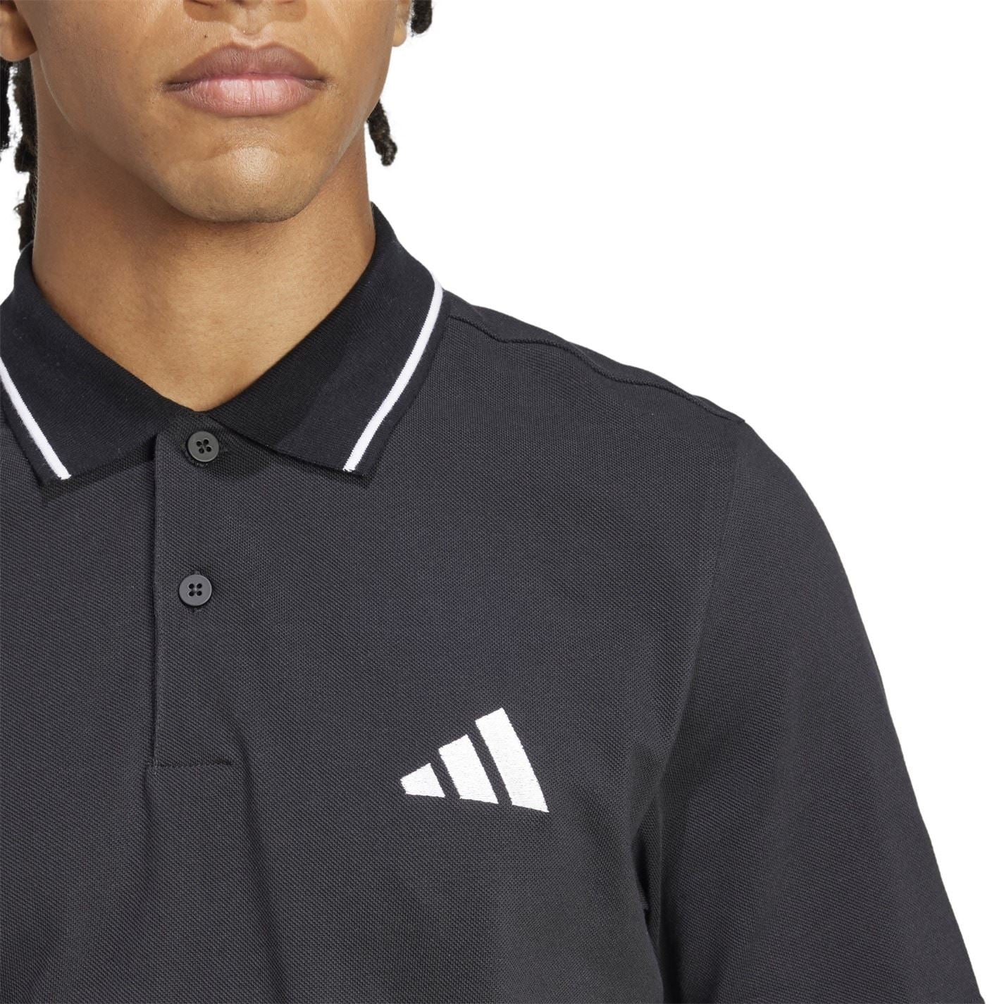 adidas Mens Essentials Cotton 3 Stripes Polo Shirt